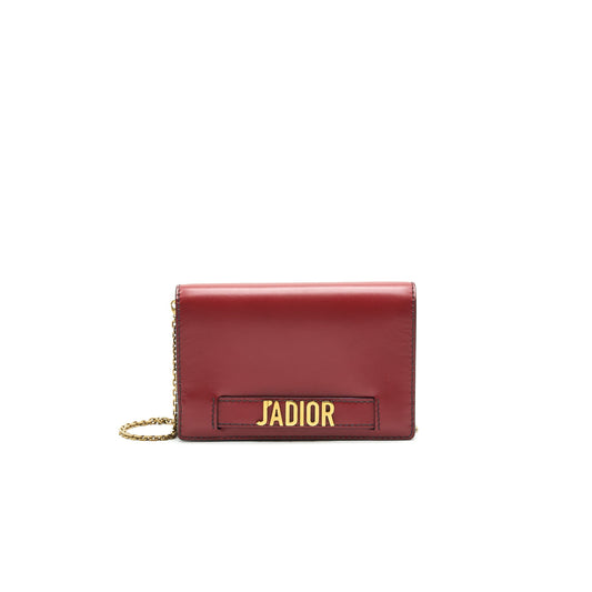 Dior J'adior Wallet on Chain Dark Red