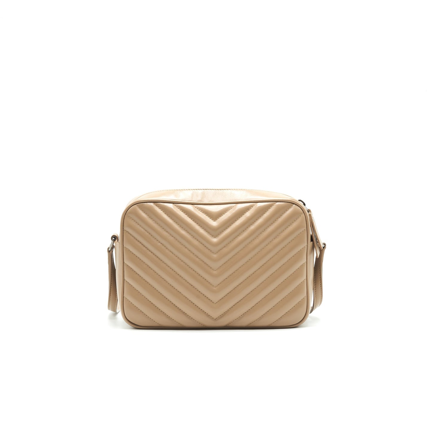 SAINT LAURENT Lou Camera Leather Crossbody Purse Beige