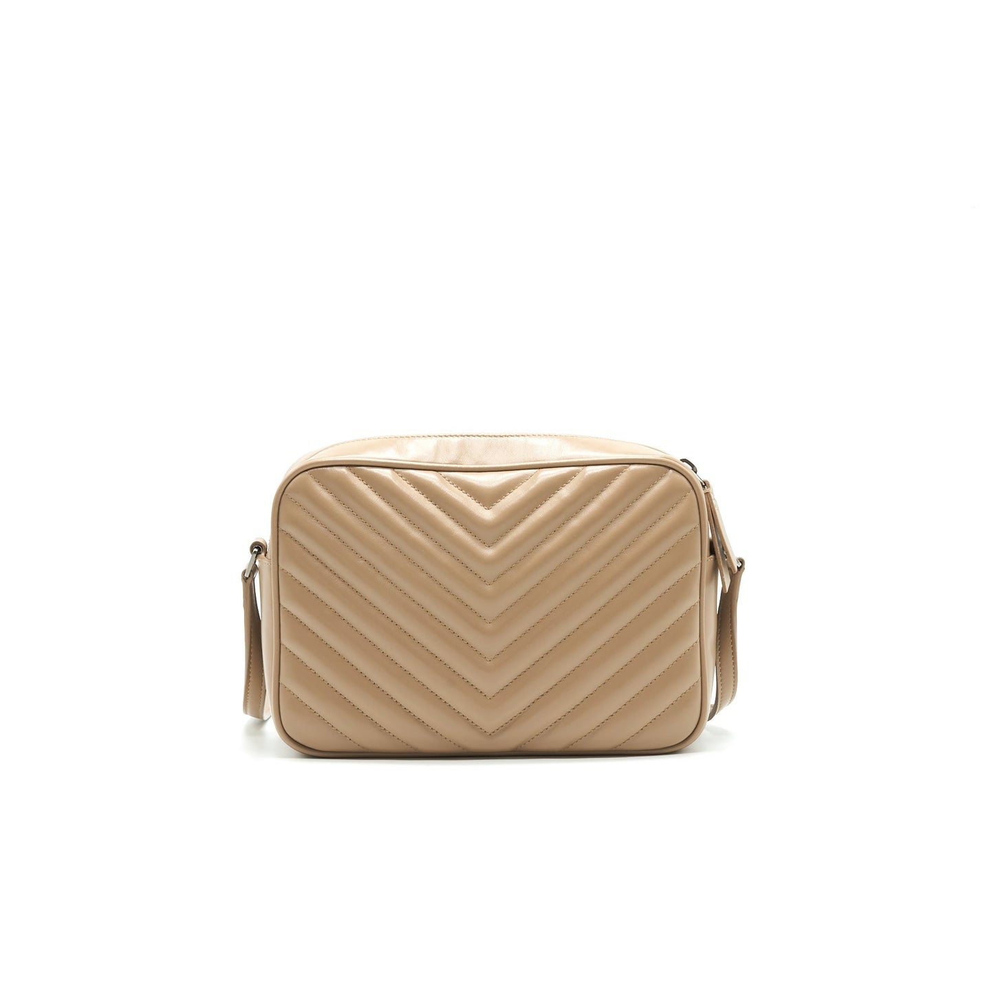 SAINT LAURENT Lou Camera Leather Crossbody Purse Beige