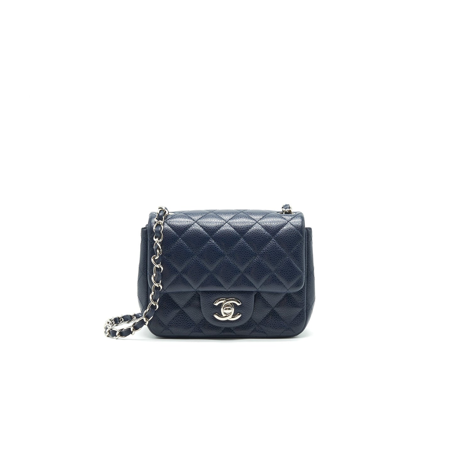 Chanel Mini Square Caviar Navy SHW serial 18 Handbag