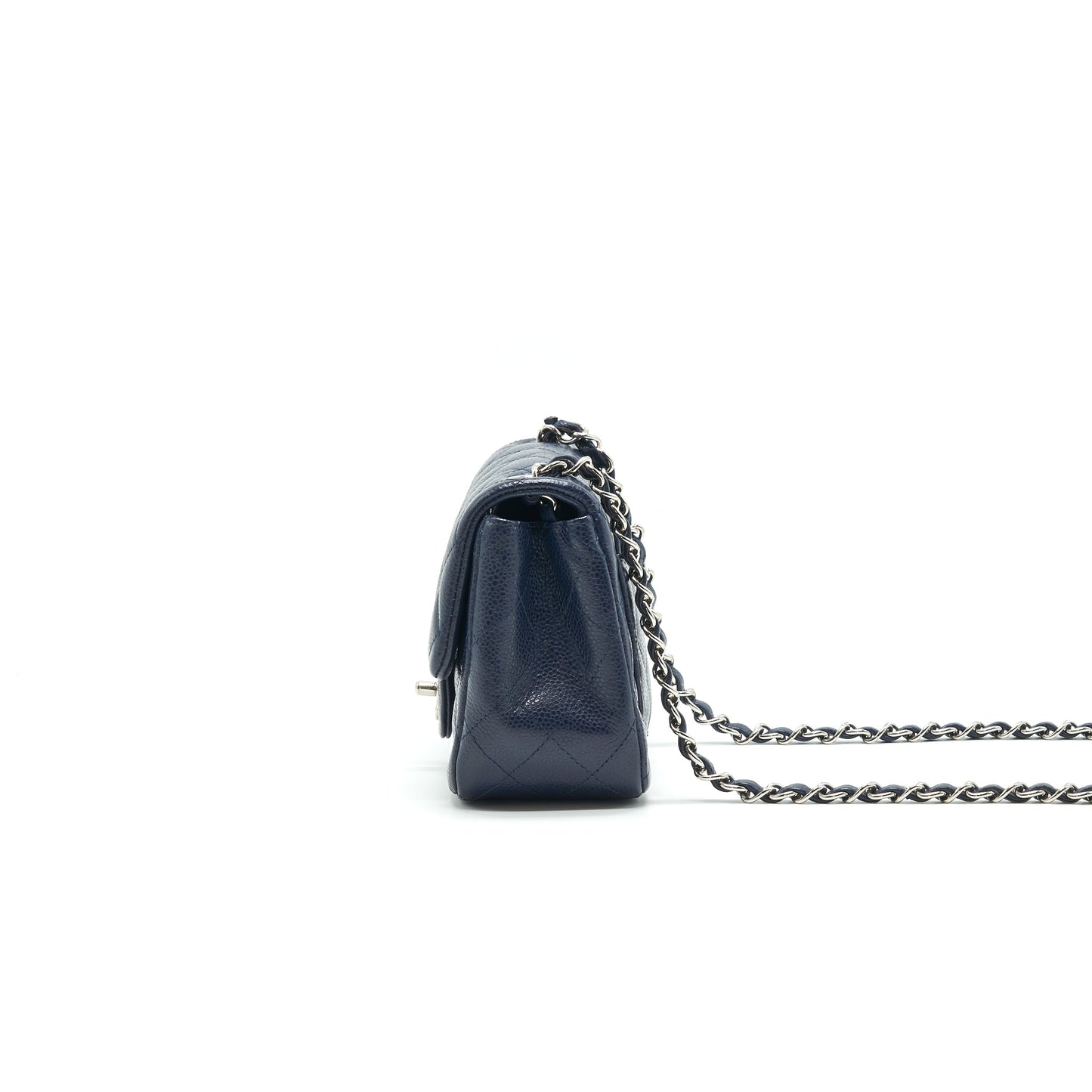 Chanel Mini Square Caviar Navy SHW serial 18 Handbag