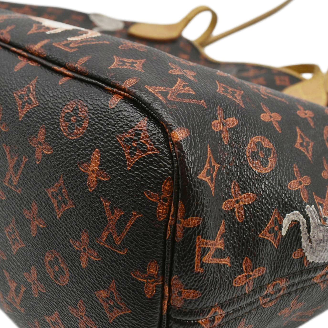 LOUIS VUITTON Neverfull Catogram MM Canvas Tote Bag Orange