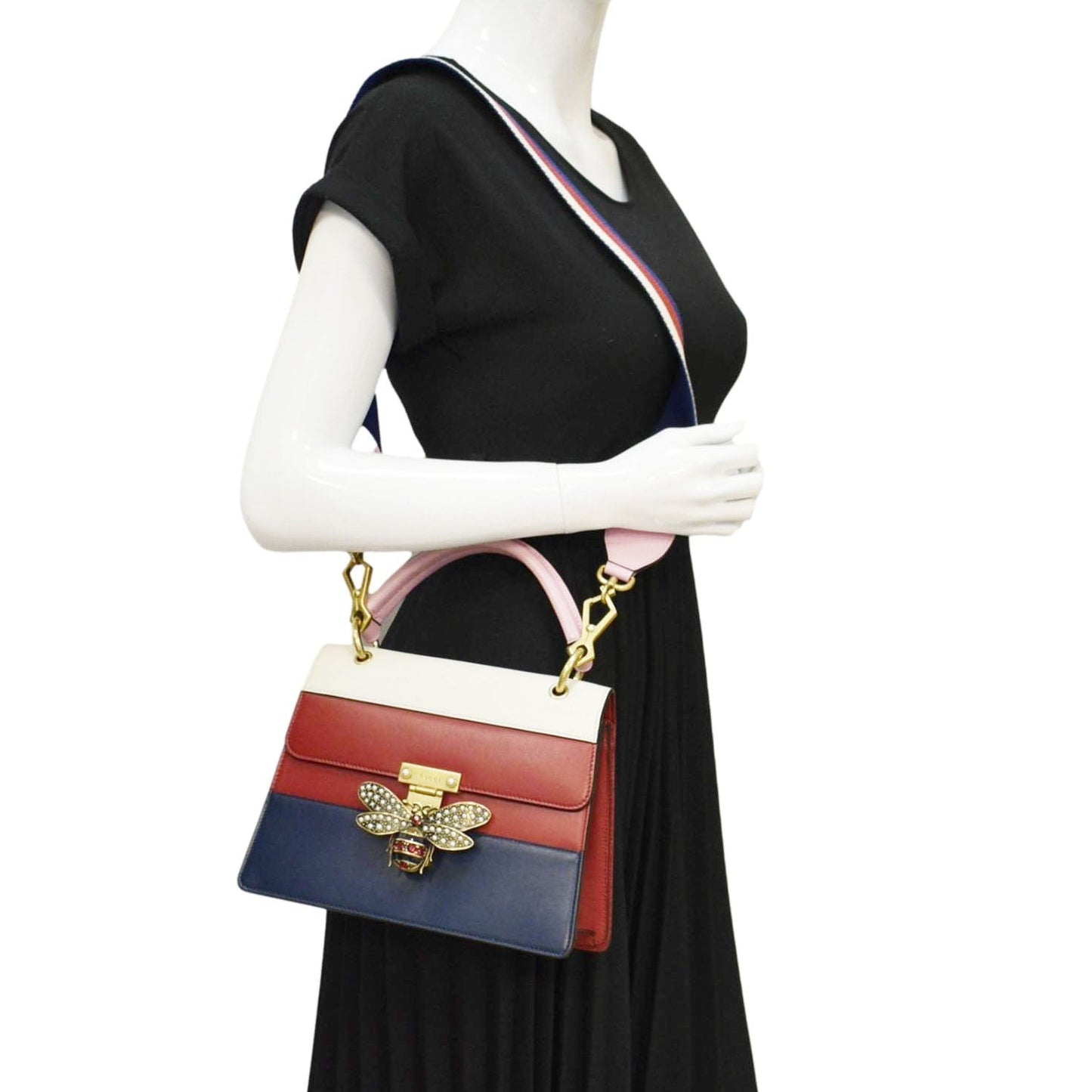 GUCCI Queen Margaret Bee Blind For Love Leather Shoulder Bag Multicolor