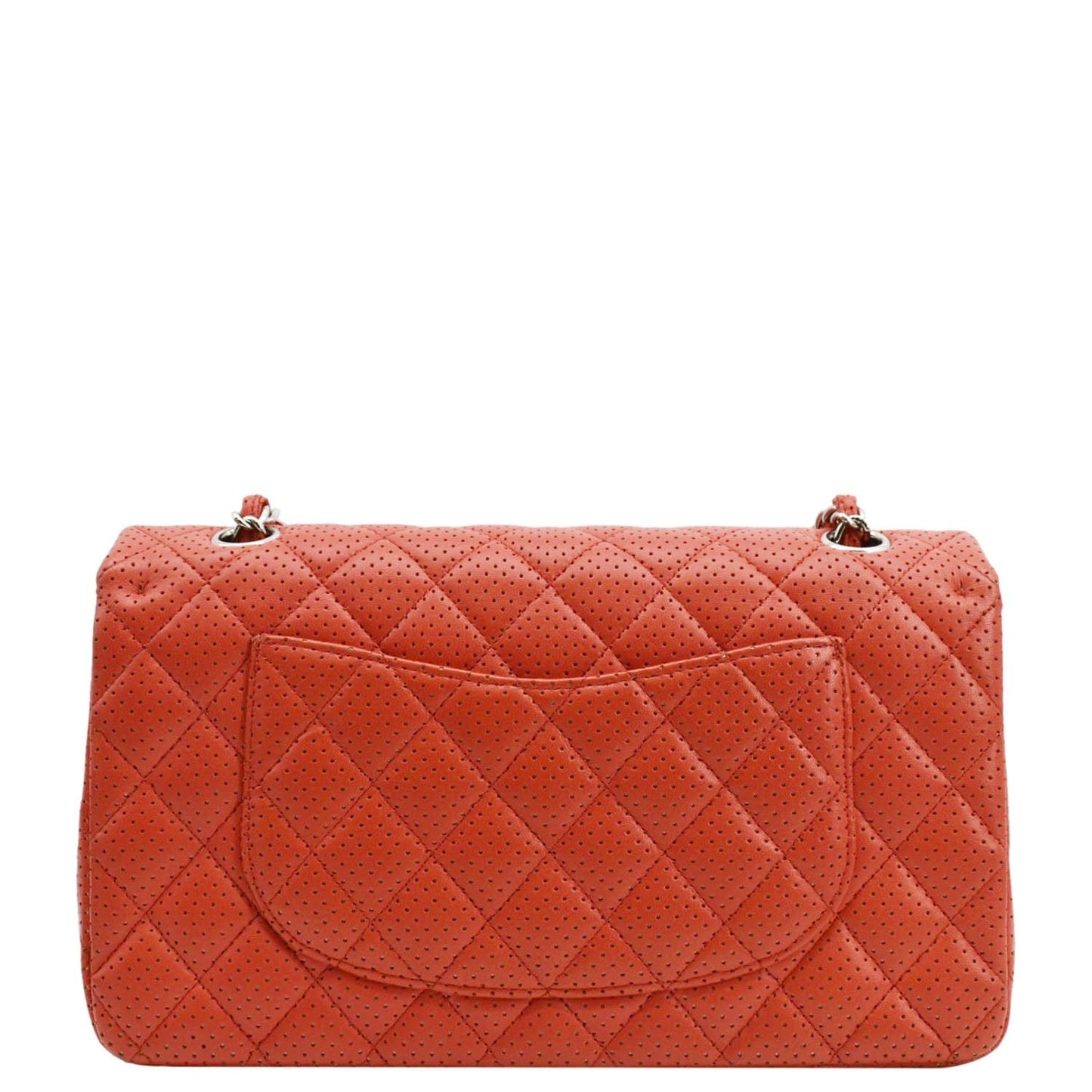 Chanel Classic Medium Double Flap Quilted Perforated Leather Shoulder Bag Red