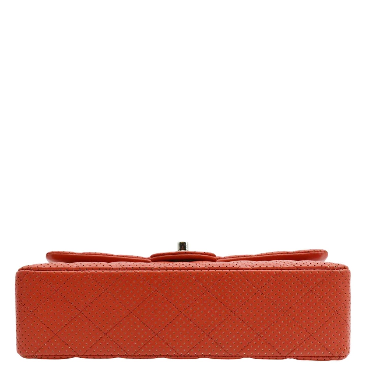 CHANEL Classic Medium Double Flap Quilted Perforated Leather Shoulder Bag Red