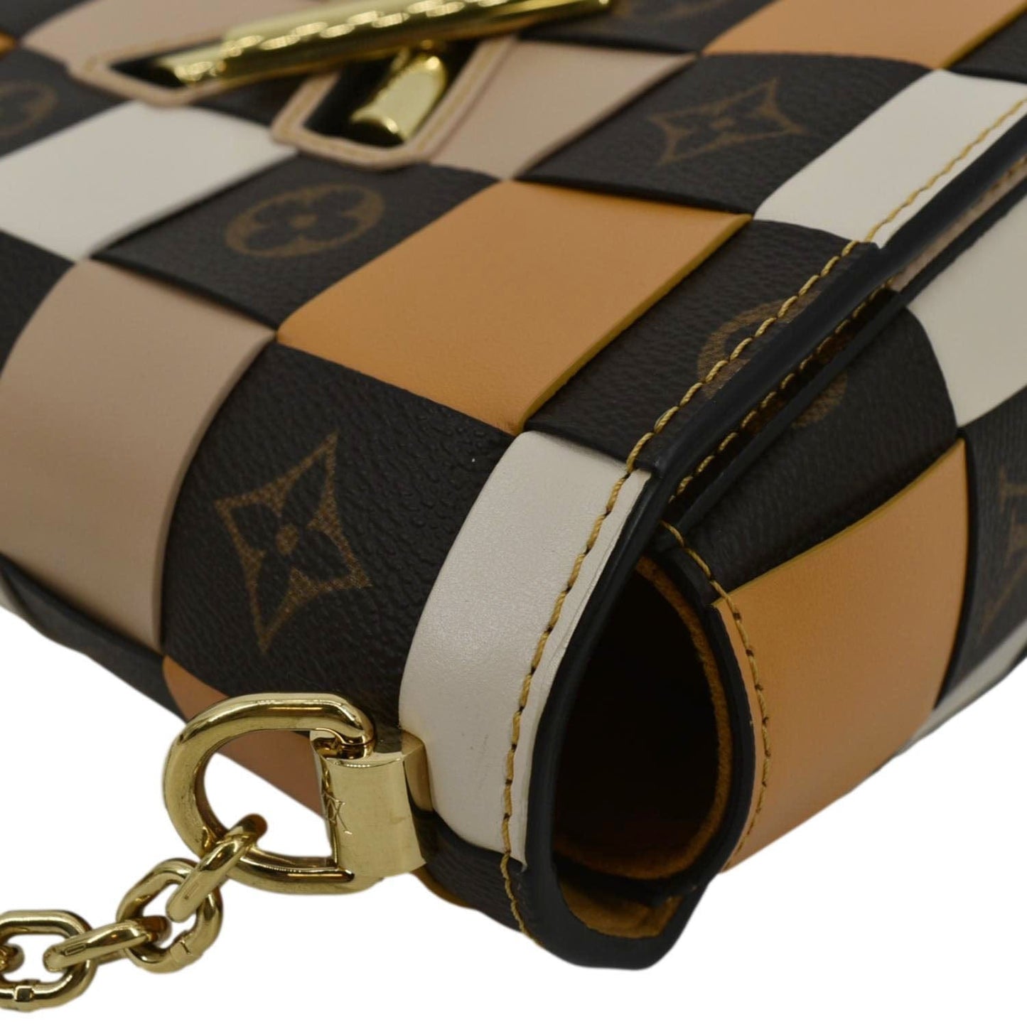 Louis Vuitton Twist MM Monogram Check Leather Shoulder Bag Orange