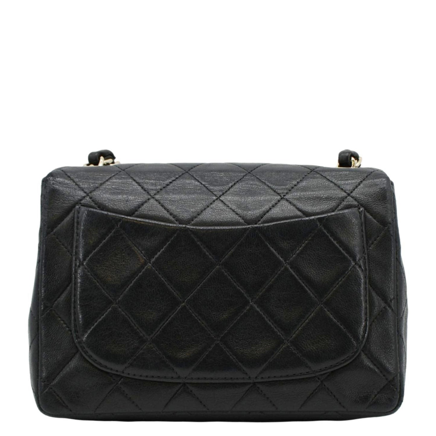CHANEL Classic Flap  Mini Square Lambskin Leather Crossbody Bag Black