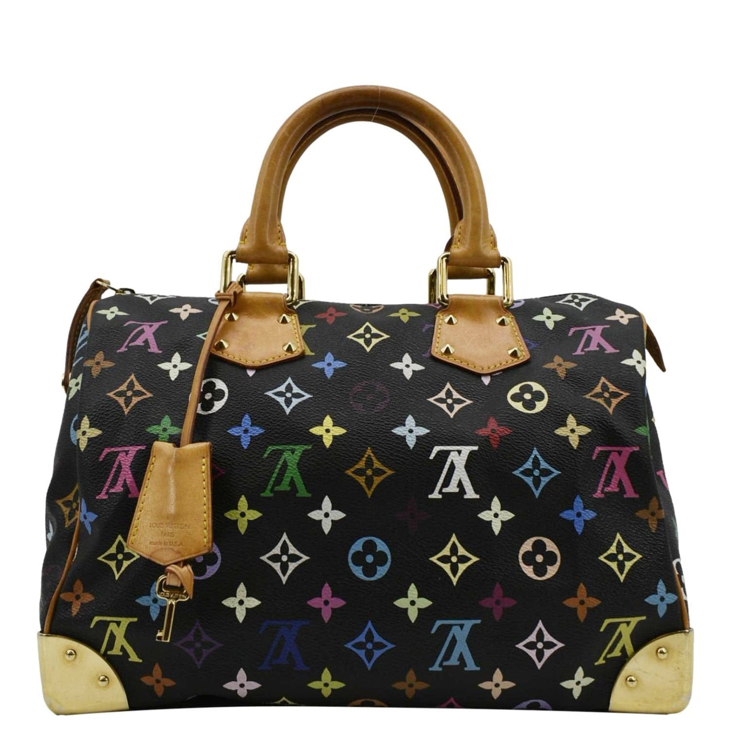 LOUIS VUITTON  30 Monogram Multicolor Satchel Bag Black