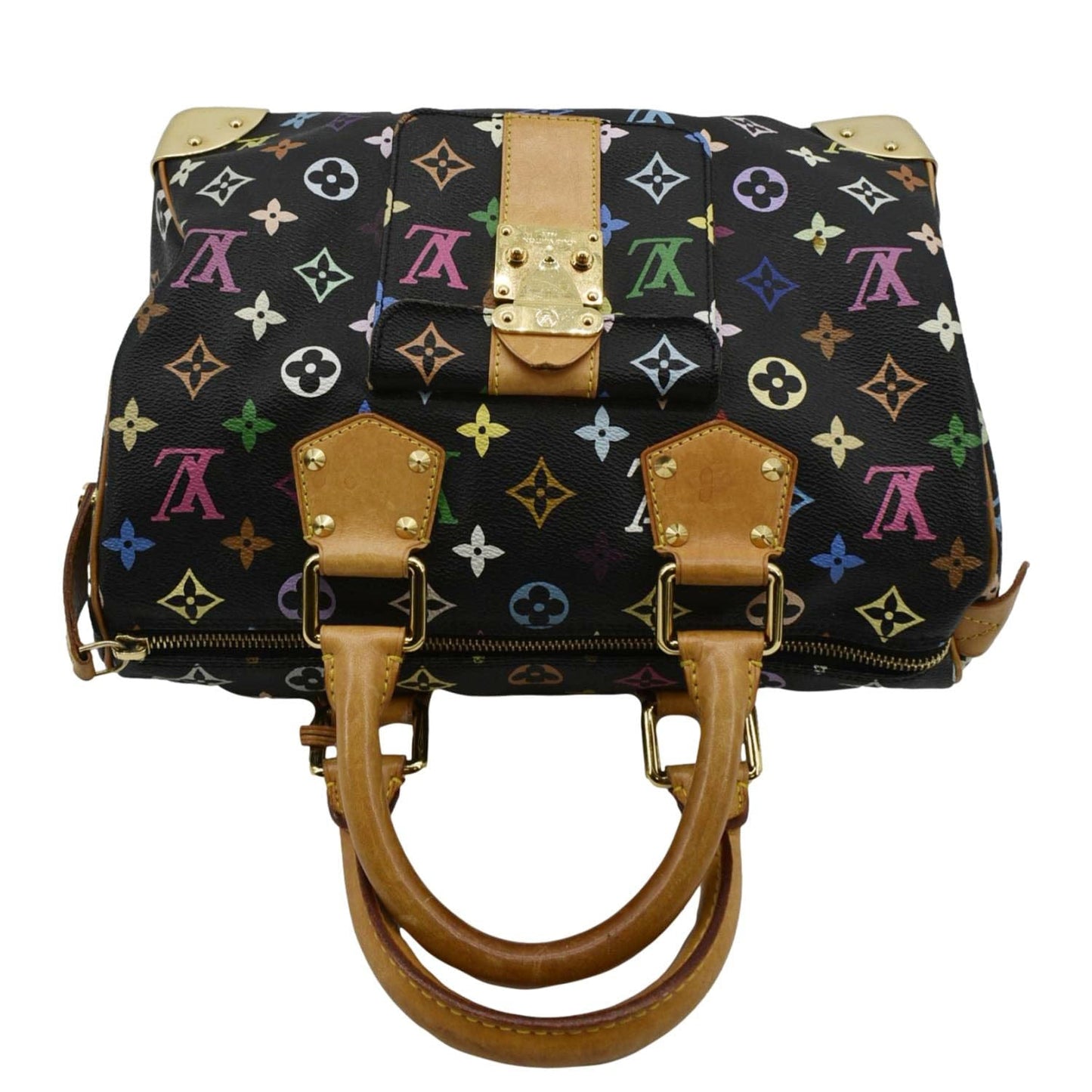 LOUIS VUITTON  30 Monogram Multicolor Satchel Bag Black