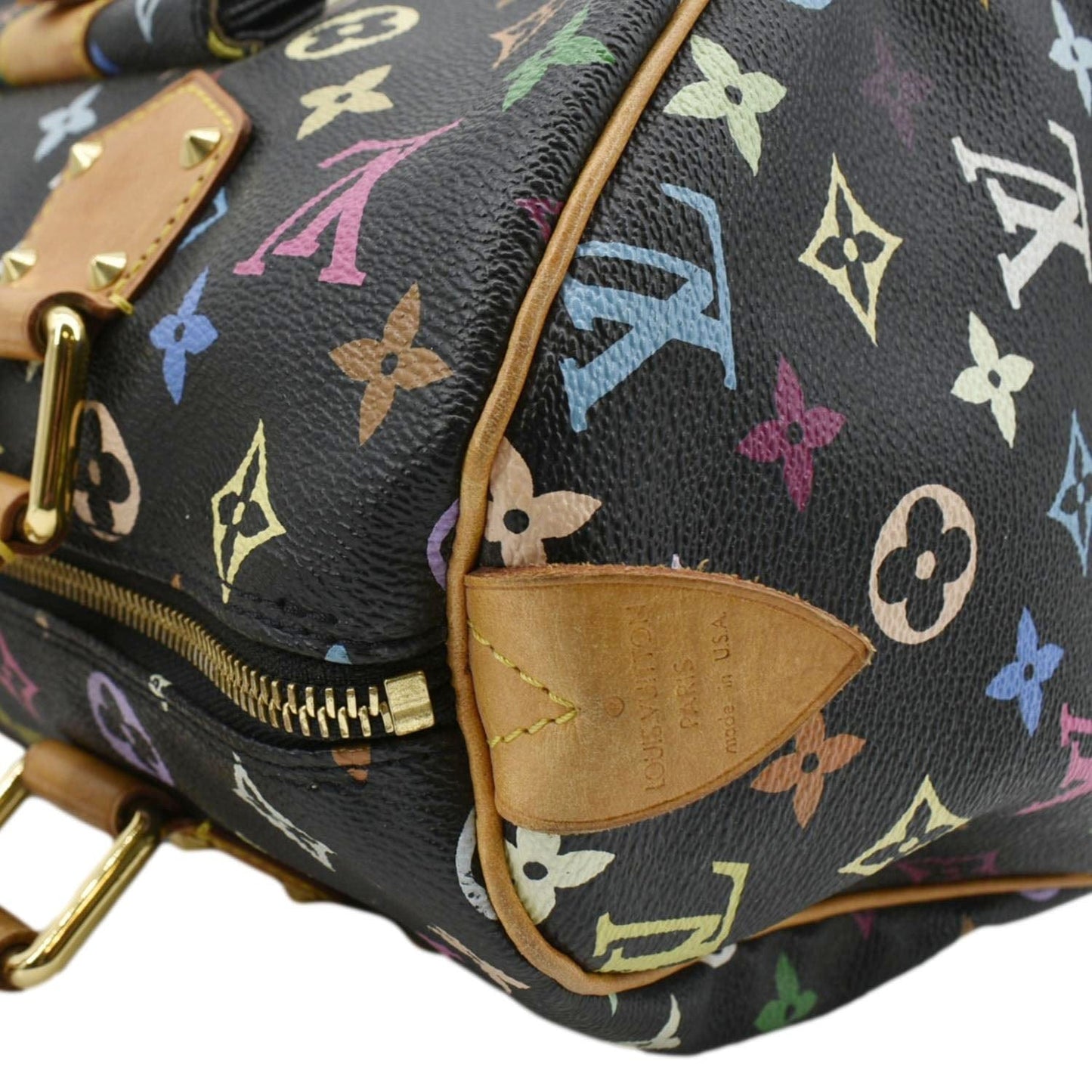 LOUIS VUITTON  30 Monogram Multicolor Satchel Bag Black