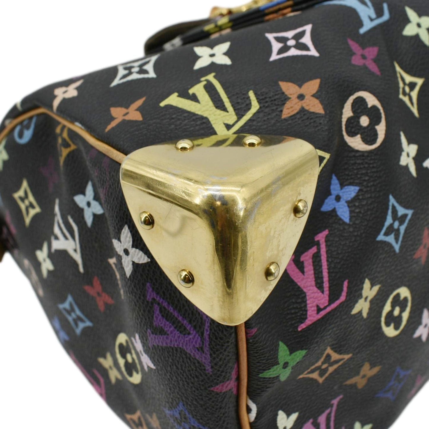 LOUIS VUITTON  30 Monogram Multicolor Satchel Bag Black