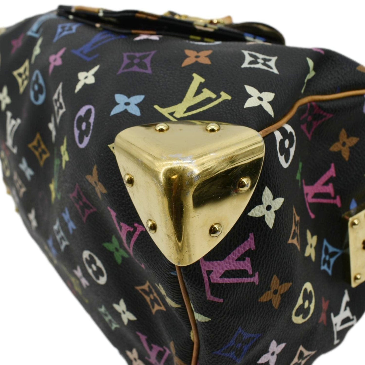 LOUIS VUITTON  30 Monogram Multicolor Satchel Bag Black