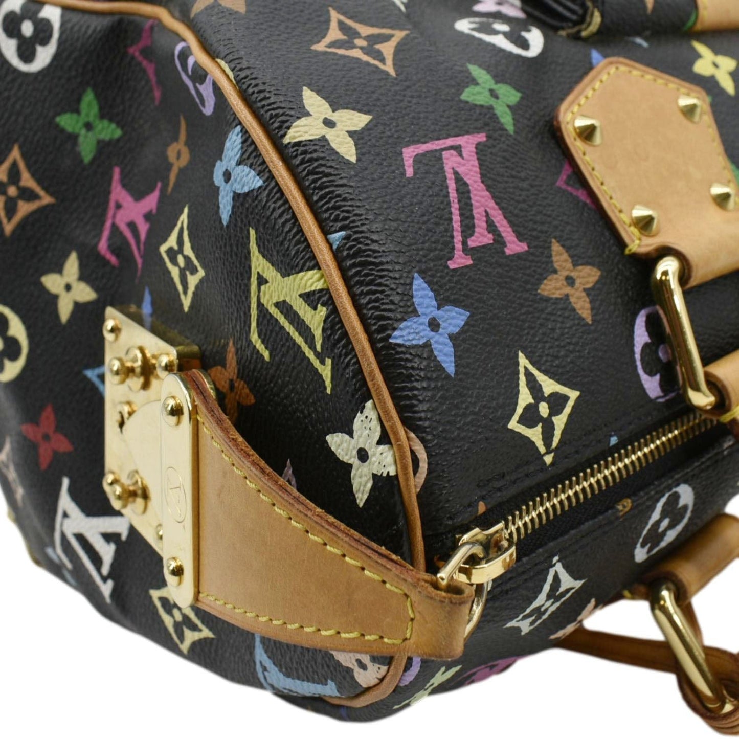 LOUIS VUITTON  30 Monogram Multicolor Satchel Bag Black