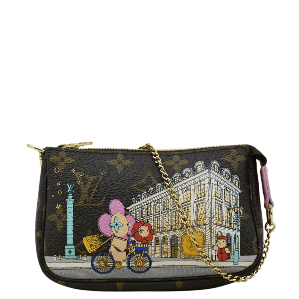 LOUIS VUITTON Christmas Animation Pochette Monogram Canvas Accessoires Pouch Pink