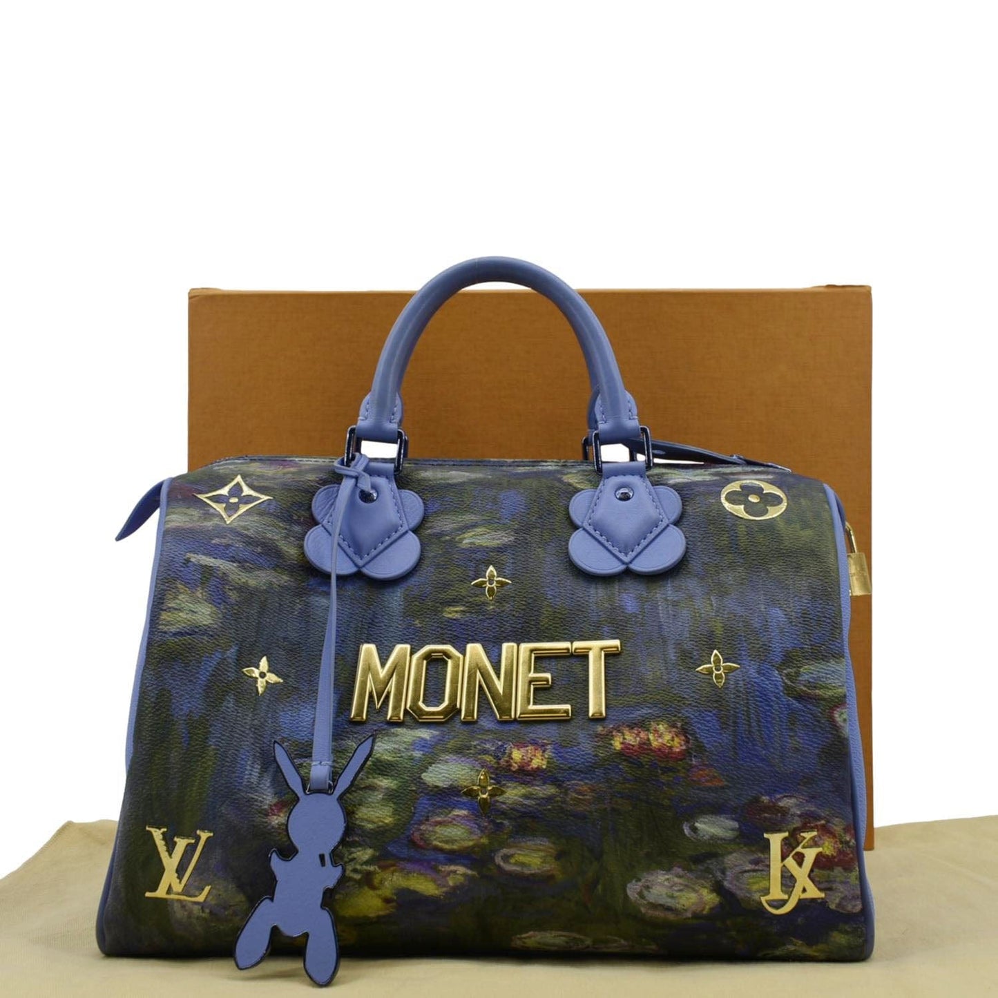 LOUIS VUITTON Masters Monet  30 Coated Canvas Satchel Bag Blue