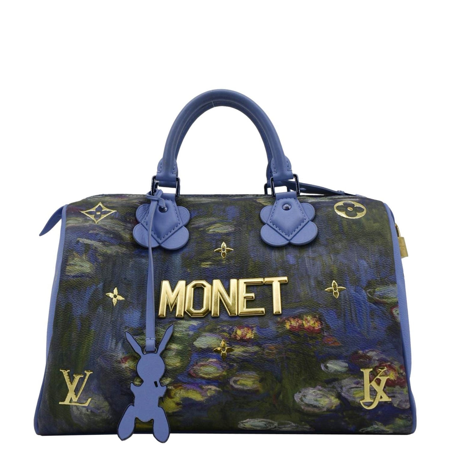 LOUIS VUITTON Masters Monet  30 Coated Canvas Satchel Bag Blue