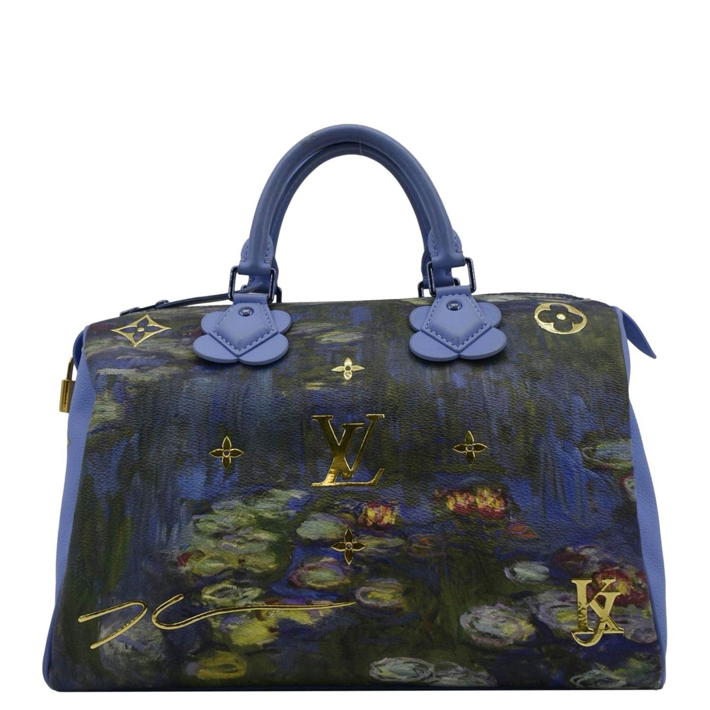 LOUIS VUITTON Masters Monet  30 Coated Canvas Satchel Bag Blue