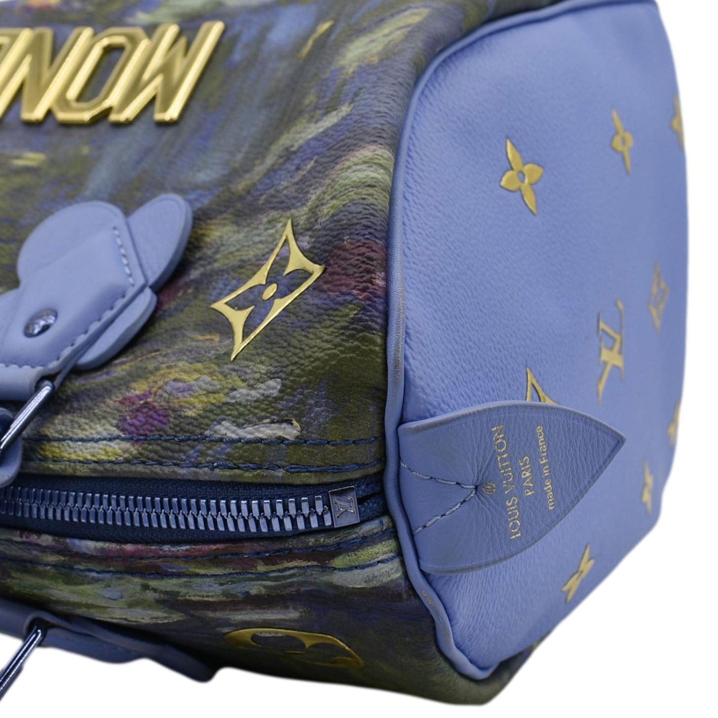 LOUIS VUITTON Masters Monet  30 Coated Canvas Satchel Bag Blue