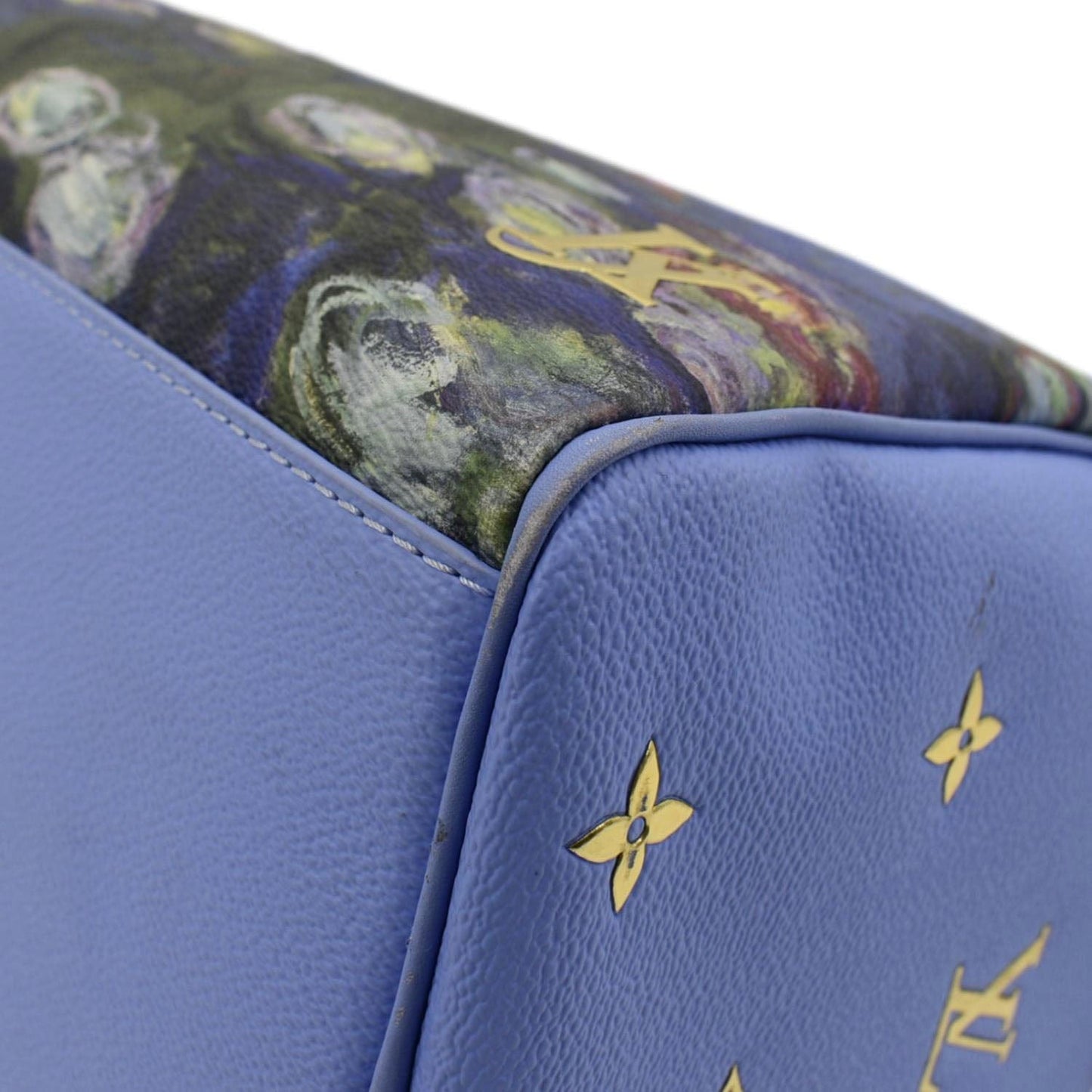 LOUIS VUITTON Masters Monet  30 Coated Canvas Satchel Bag Blue