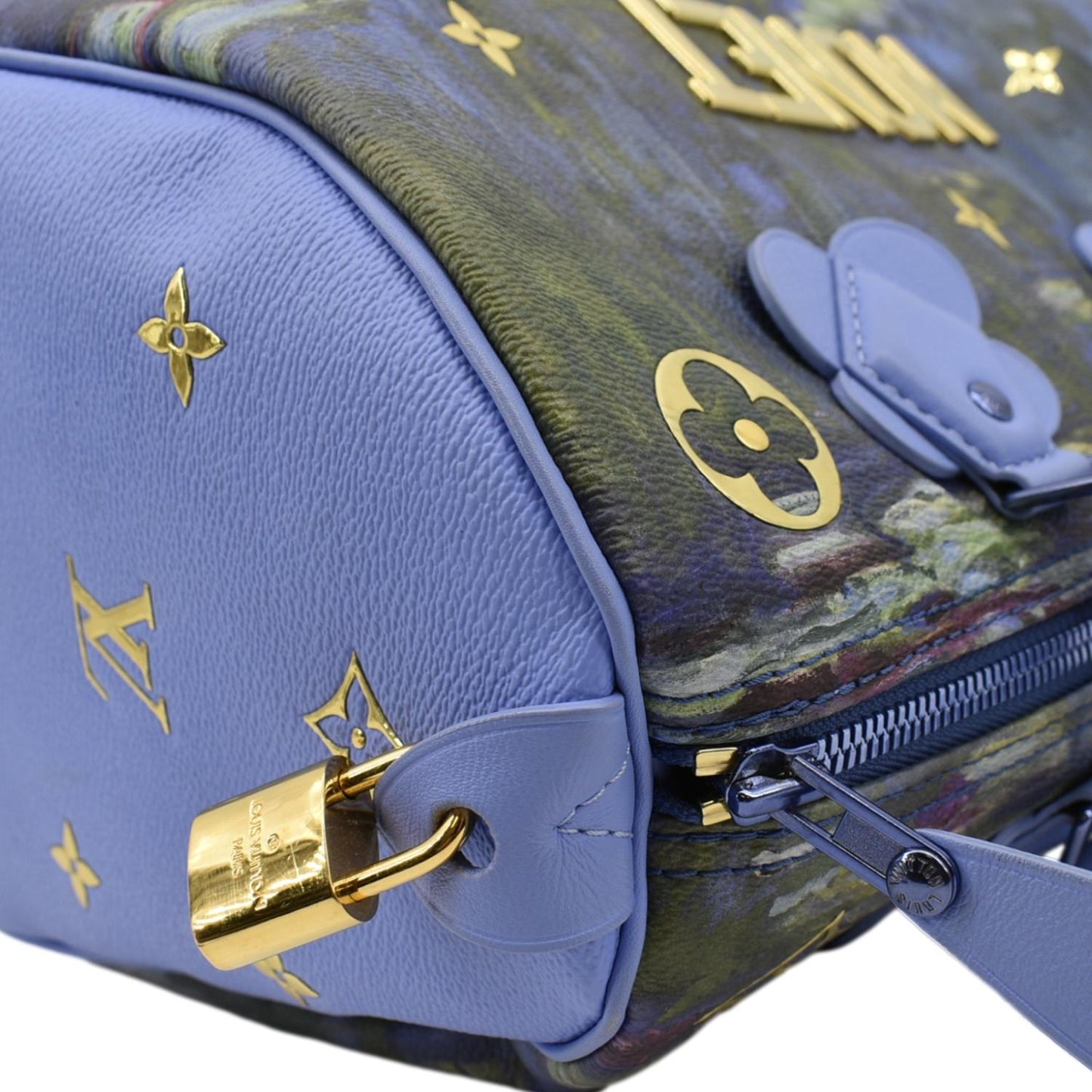 LOUIS VUITTON Masters Monet  30 Coated Canvas Satchel Bag Blue