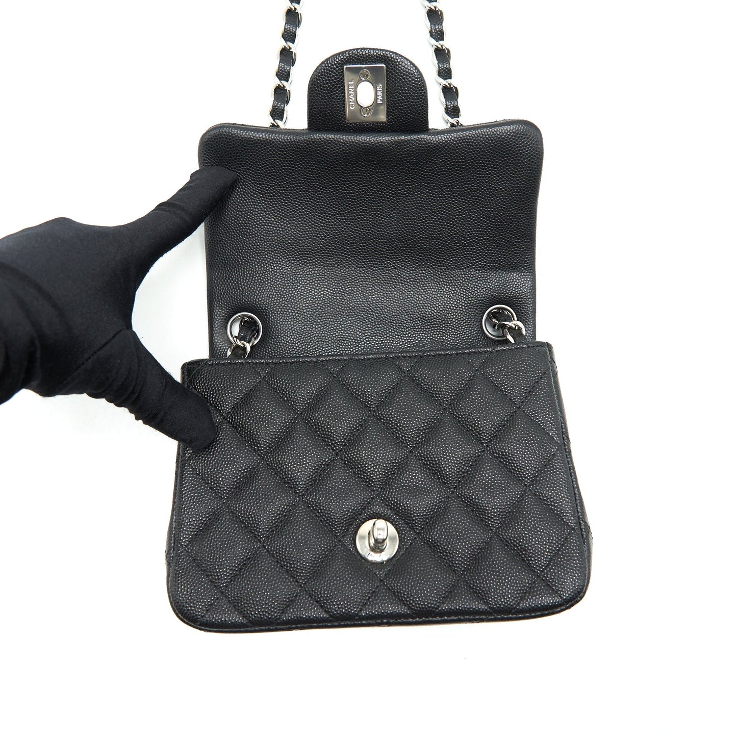 Chanel Mini square flap bag Caviar black