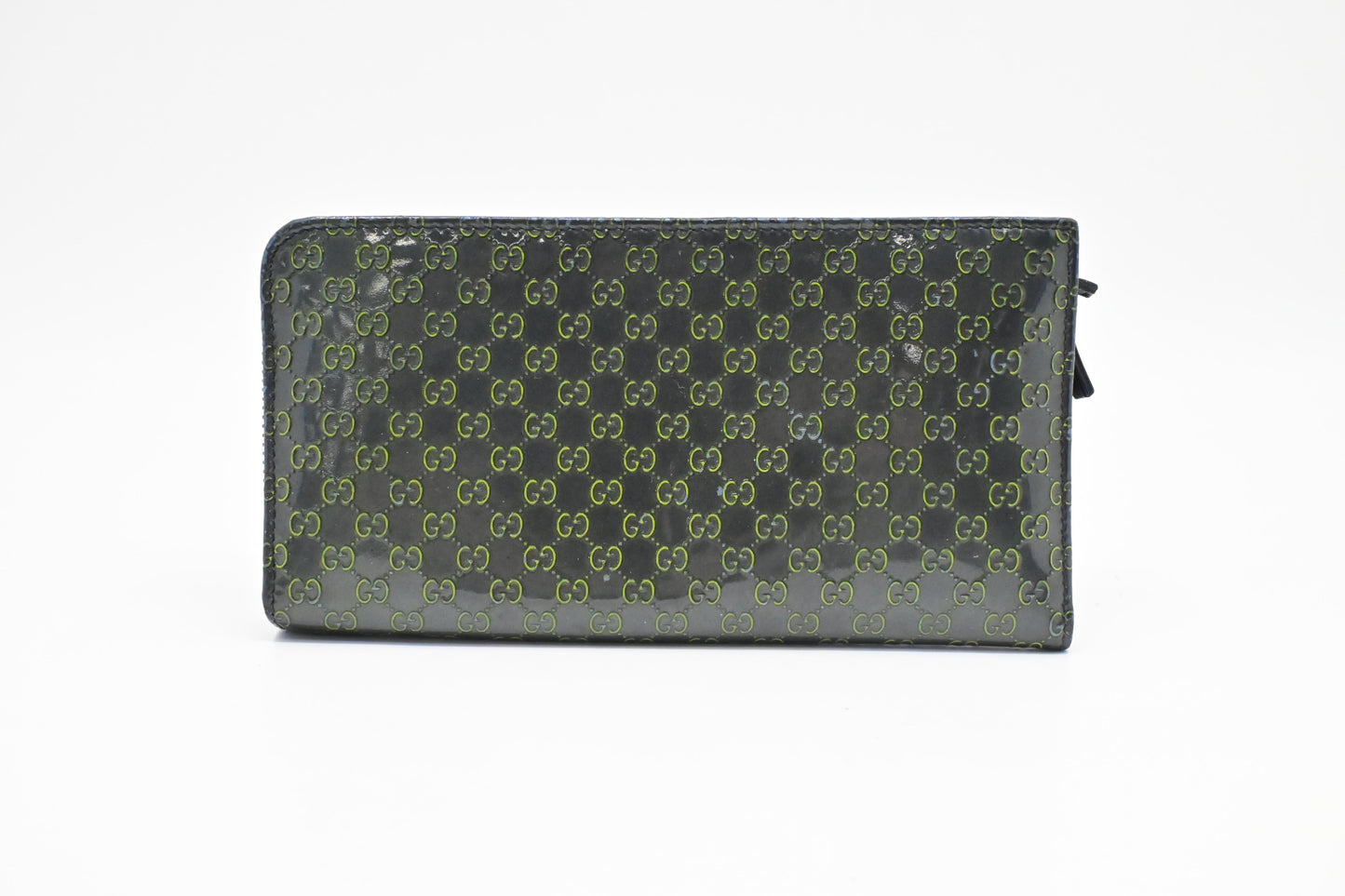 Gucci Long Zippy Wallet in Green Patent Guccissima Leather