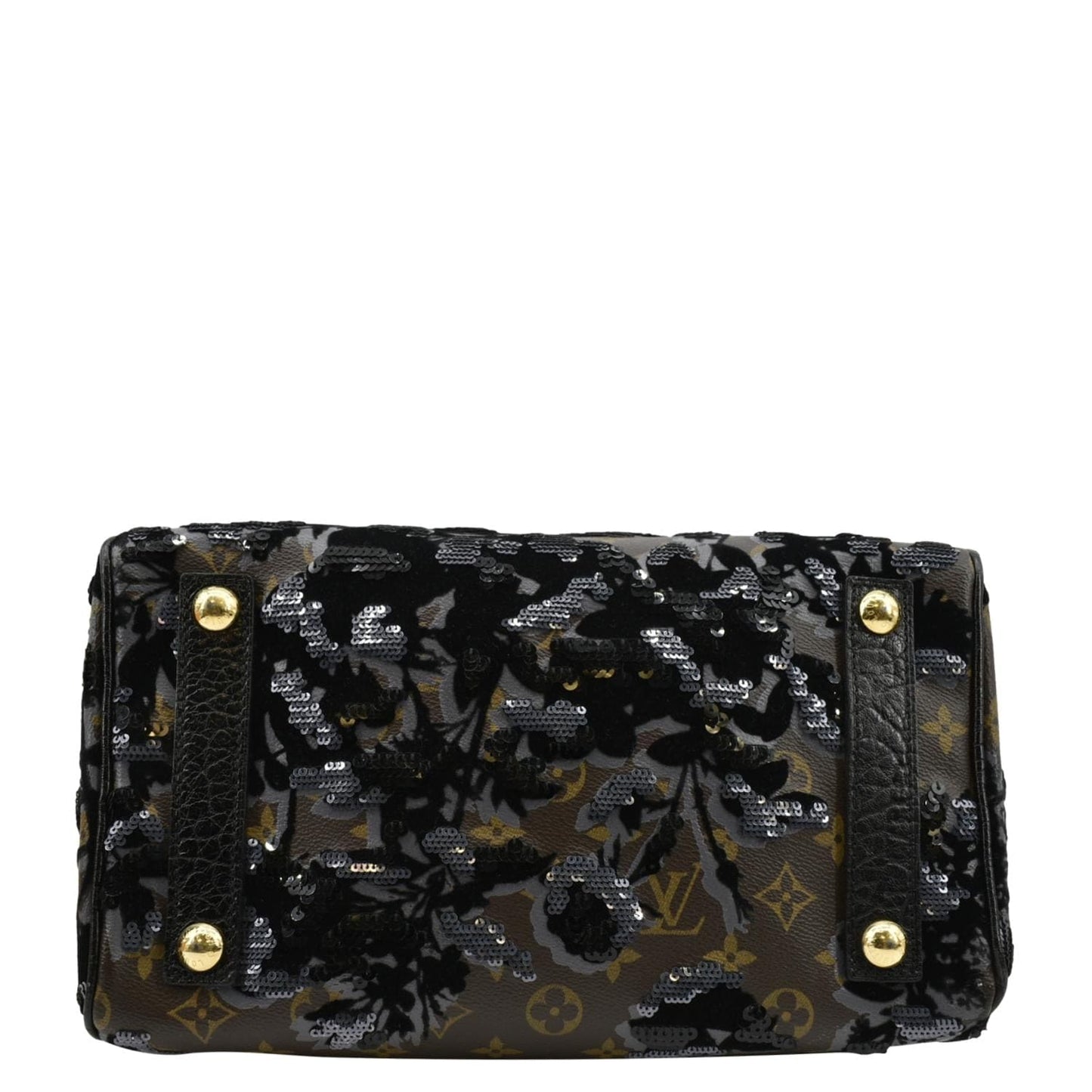LOUIS VUITTON  30 Fleur De Jais Monogram Sequins Satchel Bag Black