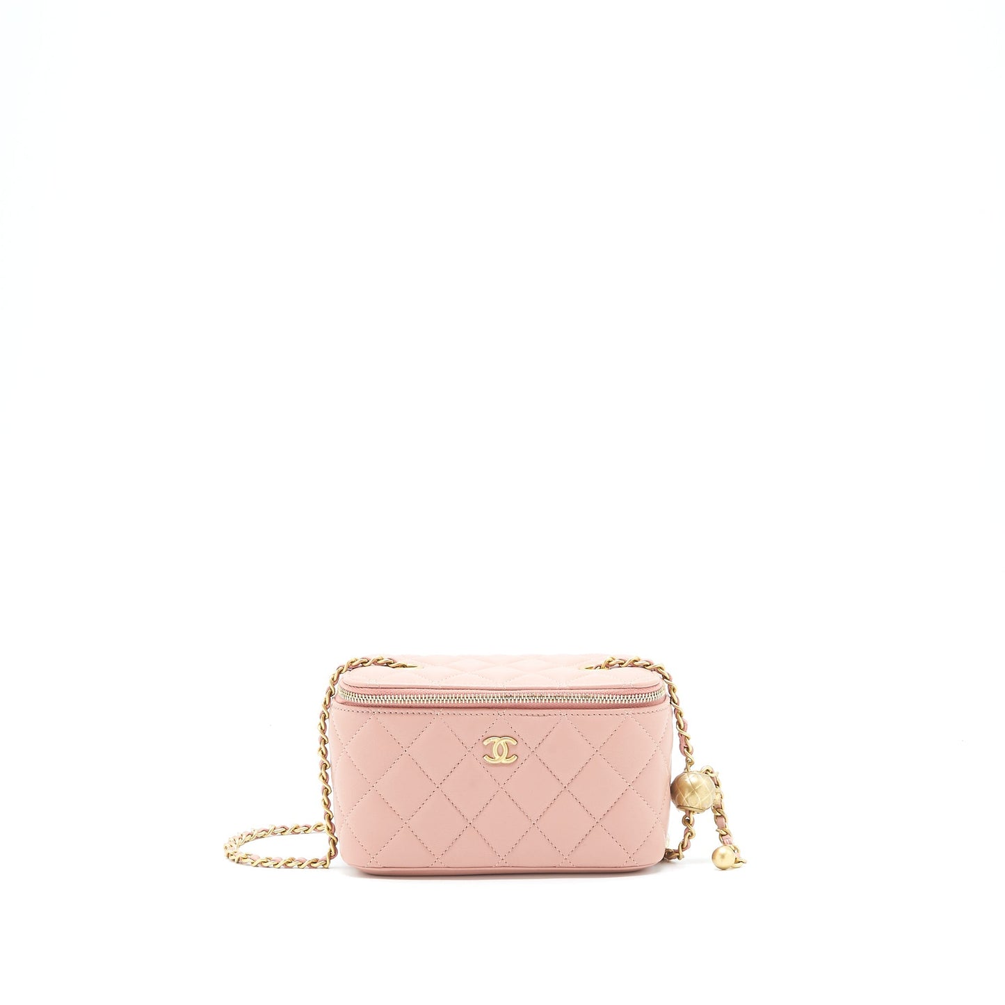 Chanel 21B Pearl Crush Long Vanity with Chain dark Pink