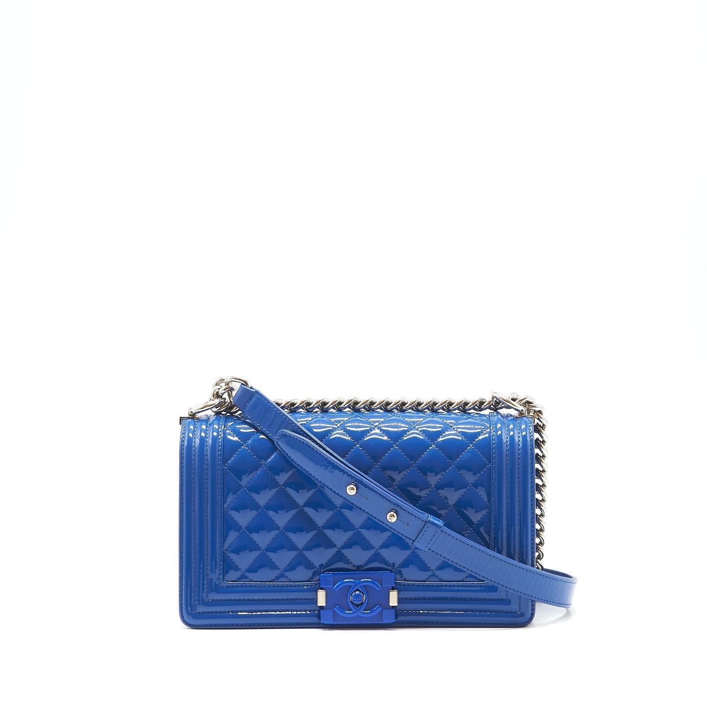 Chanel Medium Boy Chanel Patent leather Electric Blue with