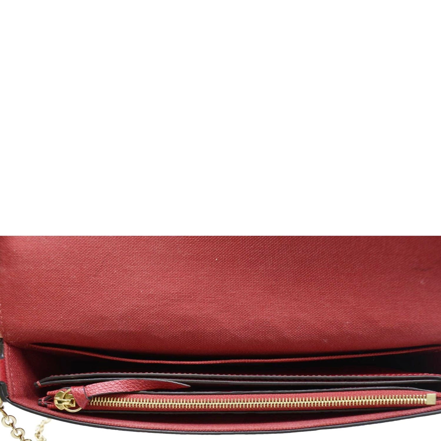 LOUIS VUITTON Felicie Monogram Empreinte Leather Pochette Crossbody Bag Red