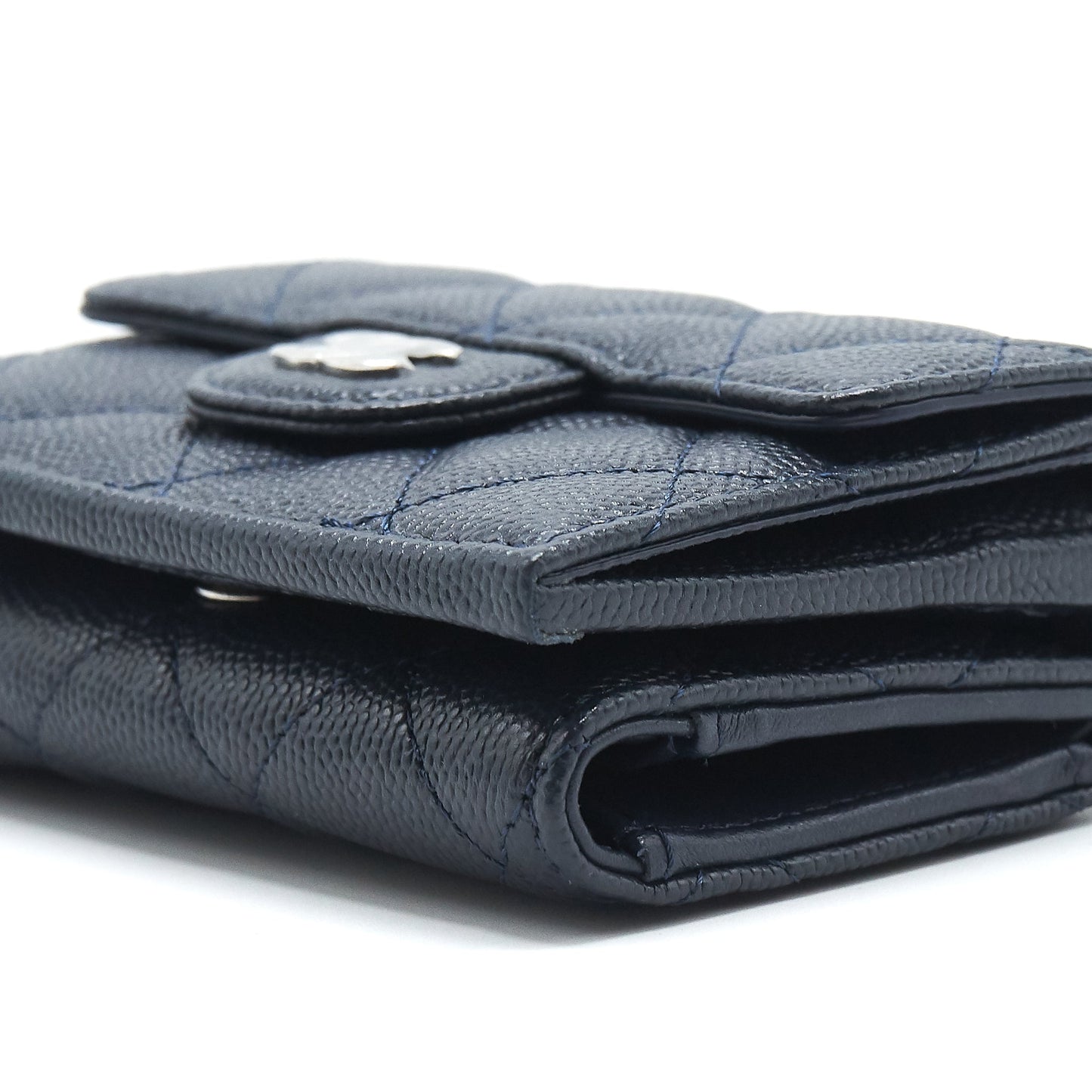 Chanel Small Compact Wallet Caviar leather indigo