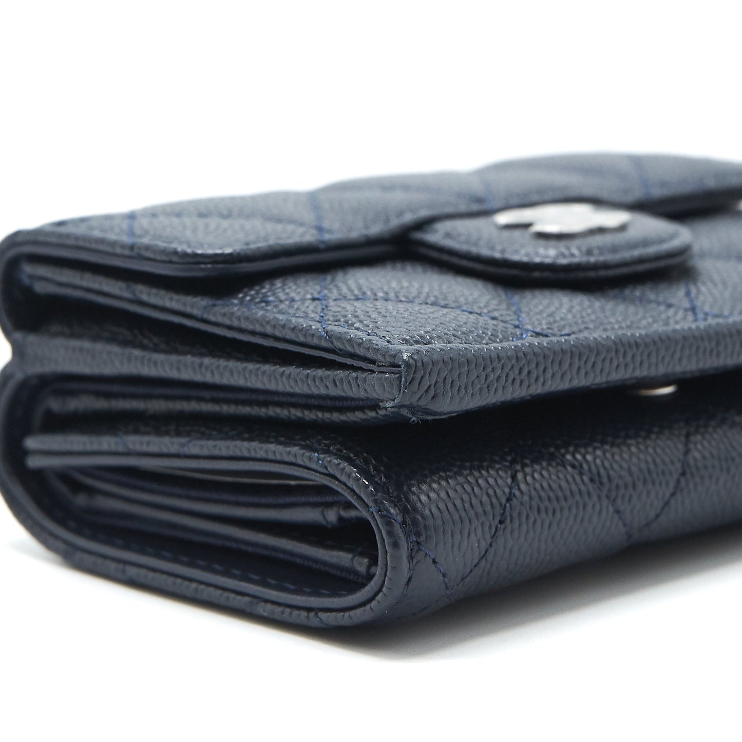 Chanel Small Compact Wallet Caviar leather indigo