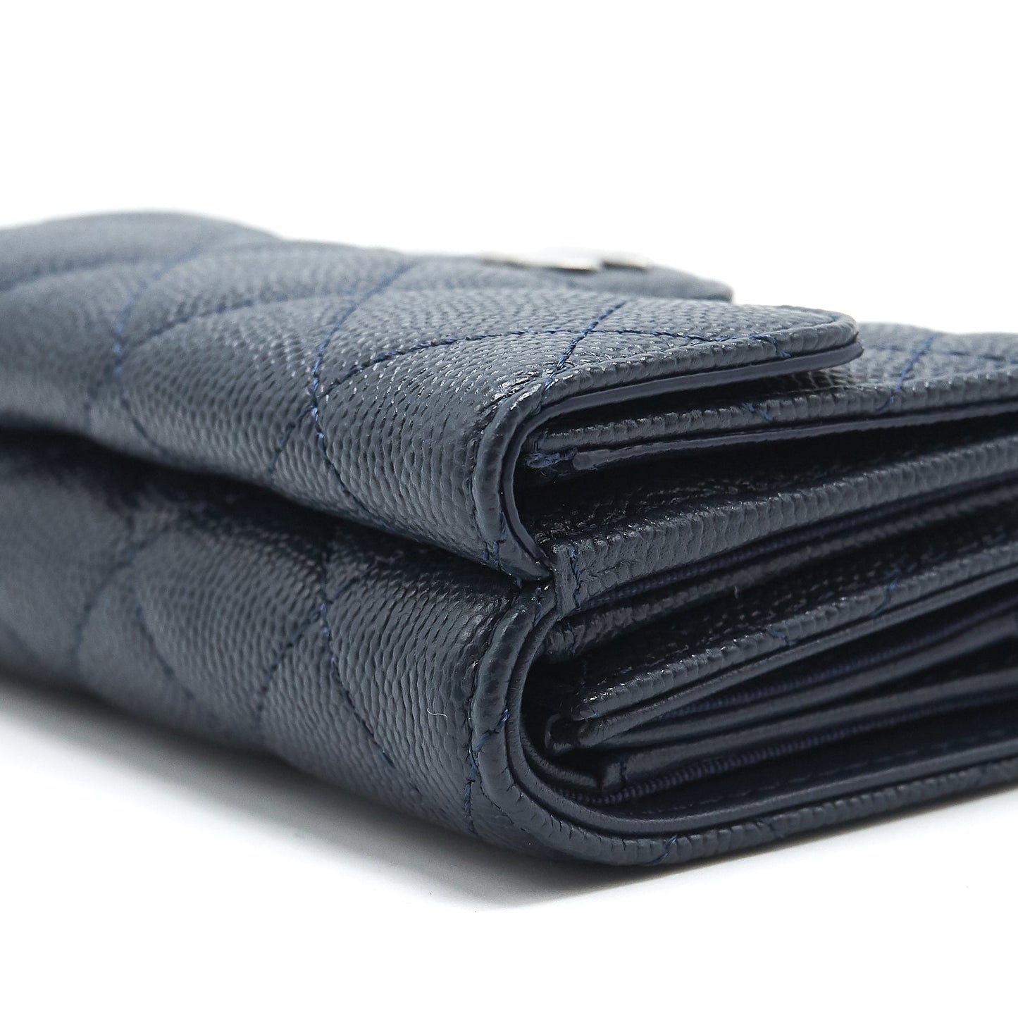 Chanel Small Compact Wallet Caviar leather indigo