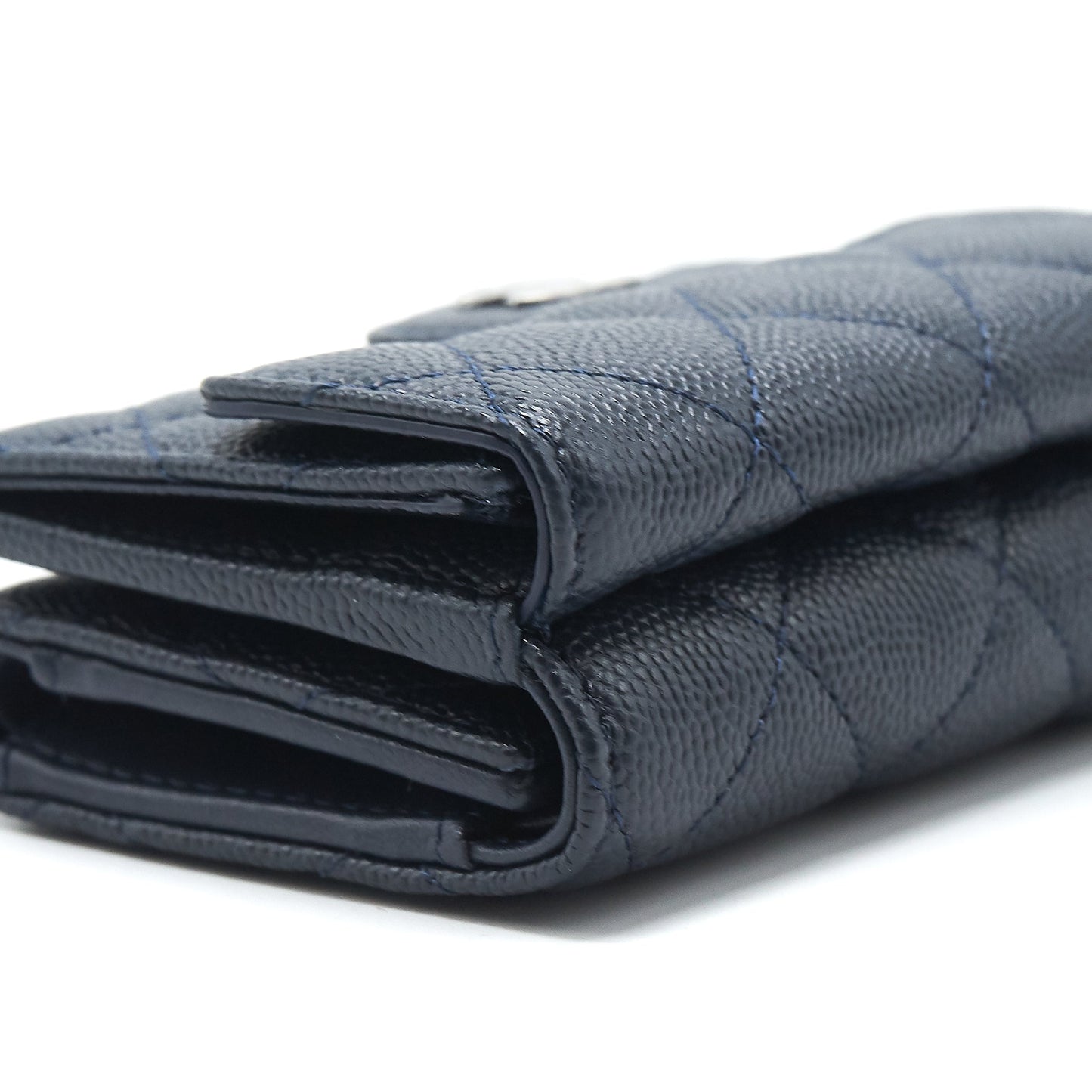 Chanel Small Compact Wallet Caviar leather indigo