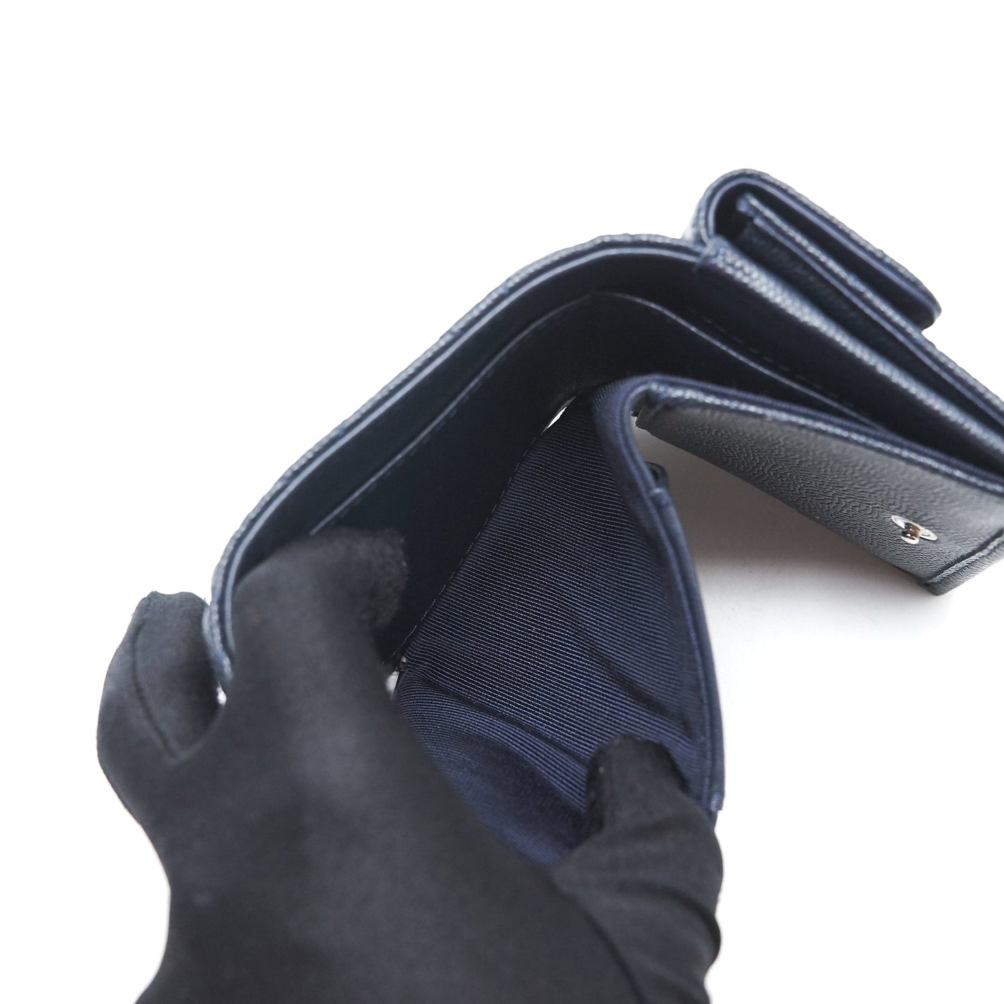 Chanel Small Compact Wallet Caviar leather indigo