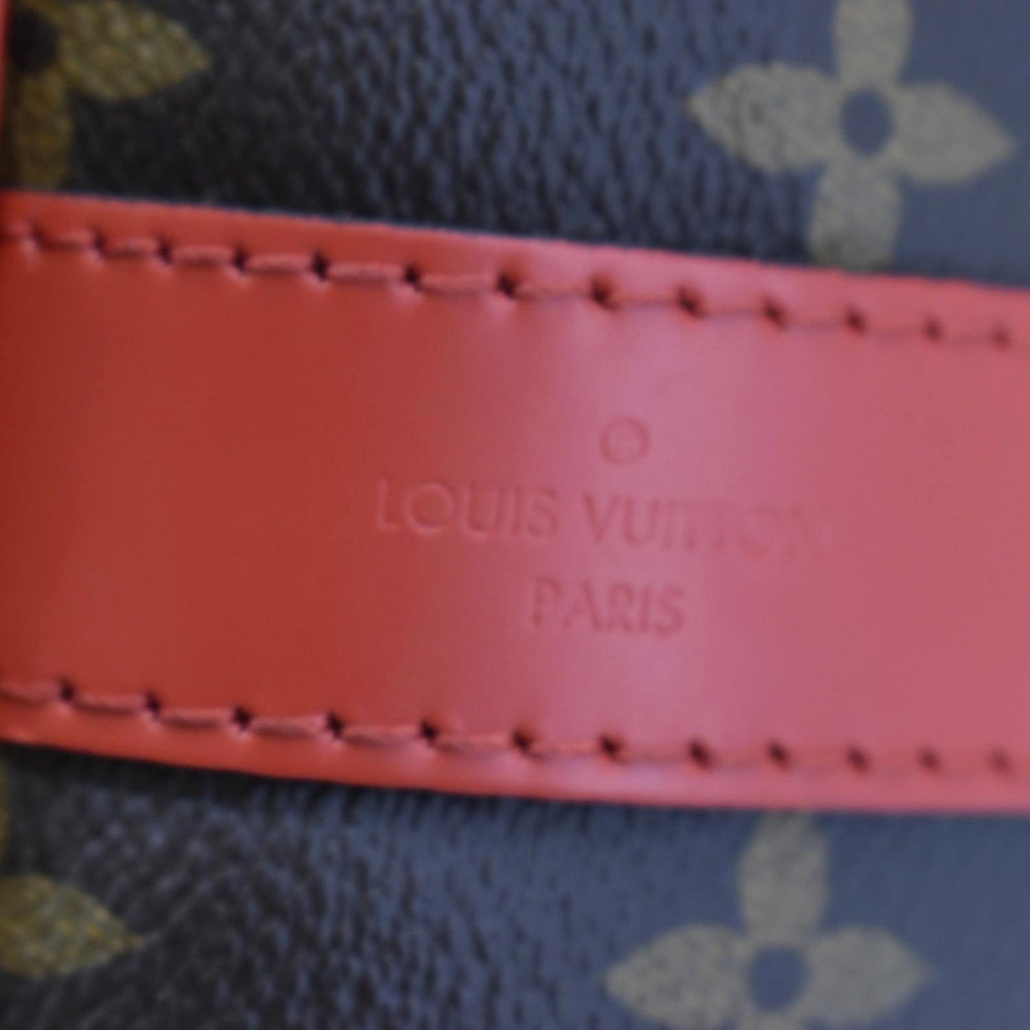 LOUIS VUITTON Keepall 50 Bandouliere Monogram Canvas Travel Bag Red