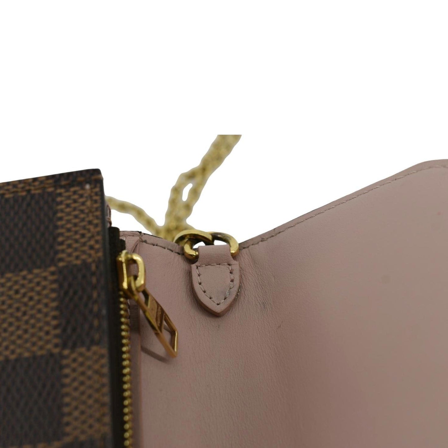 LOUIS VUITTON Croisette Damier Ebene Crossbody Chain Wallet Brown