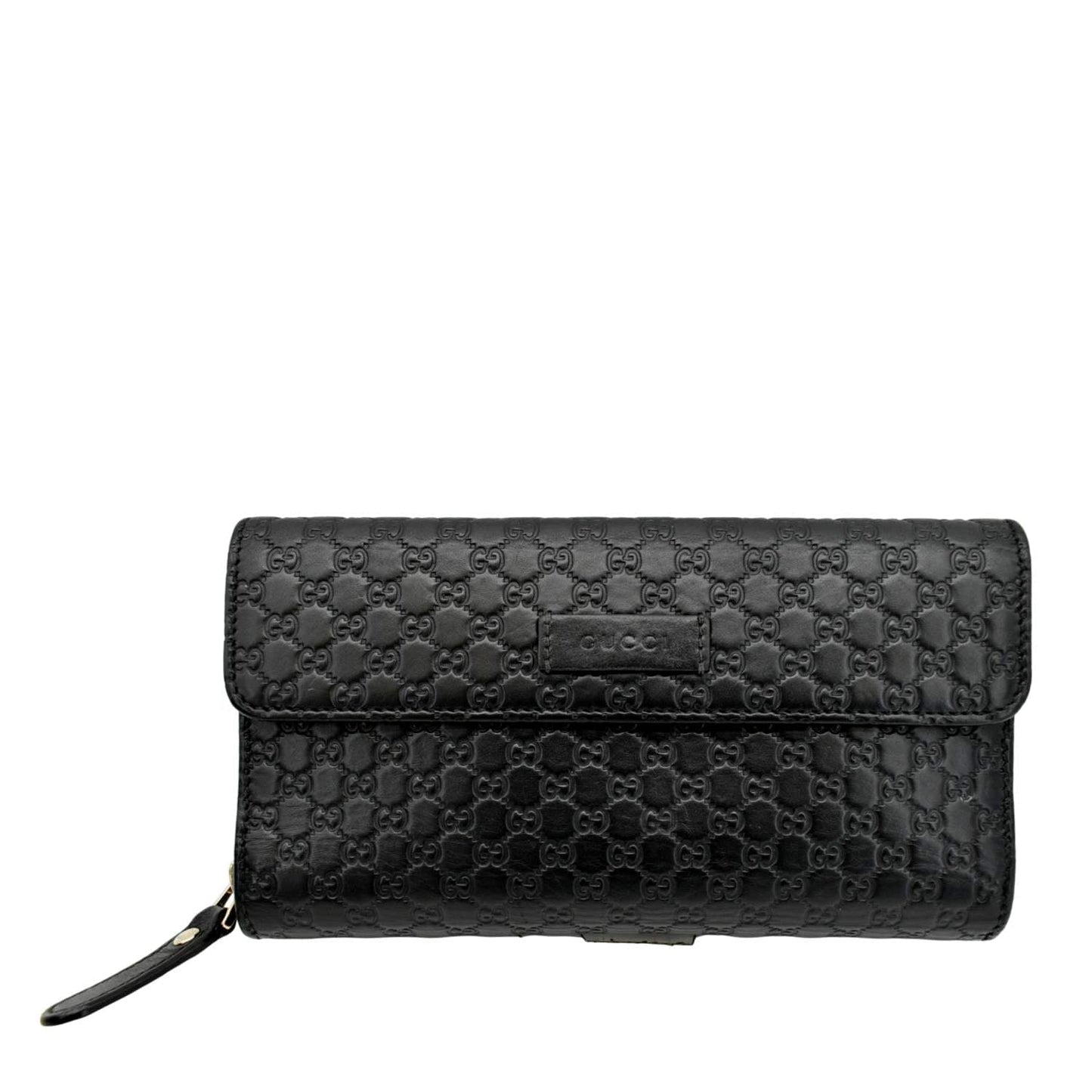GUCCI Microguccissima Leather Zip Wallet Black 449364