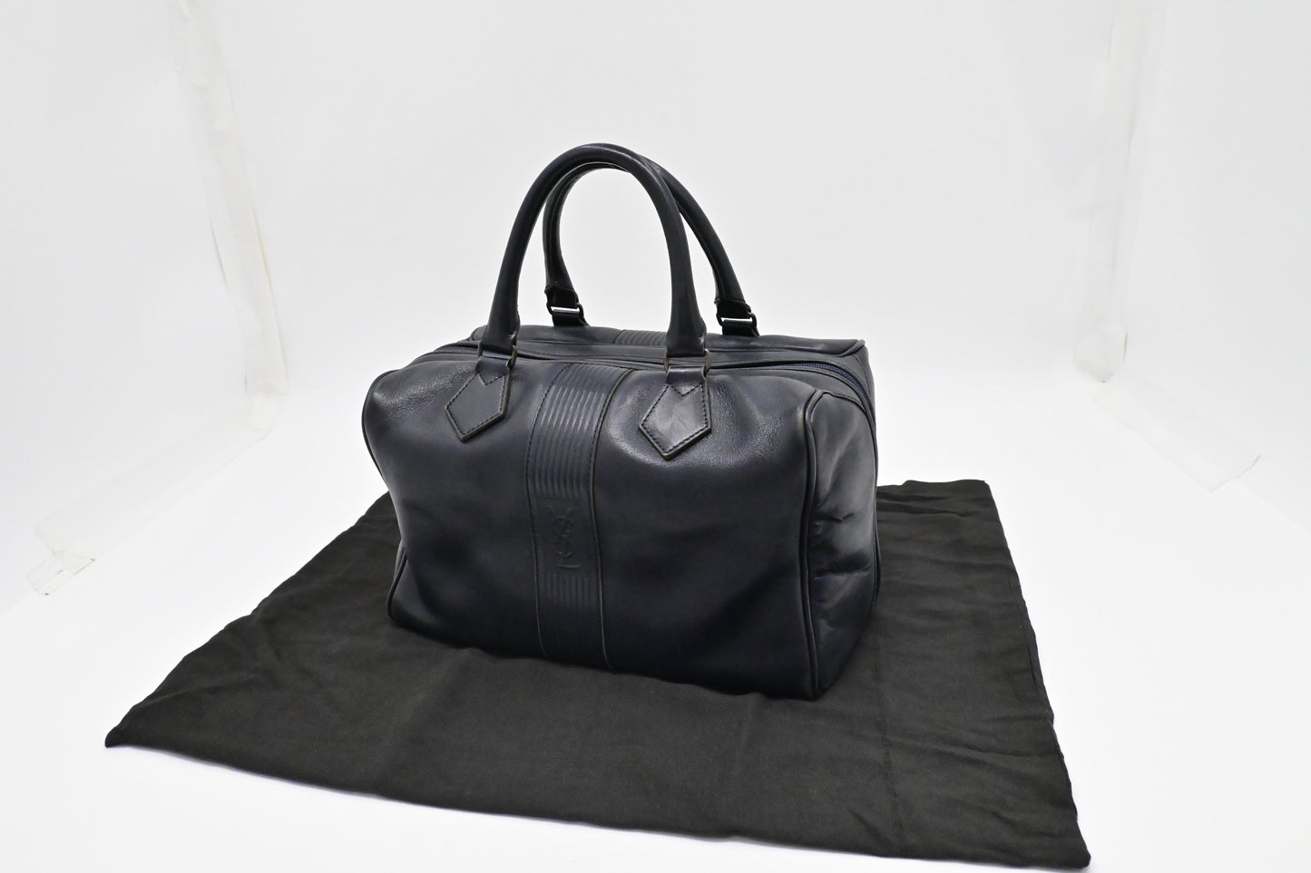 YSL Saint Laurent Boston Bag in Navy Leather