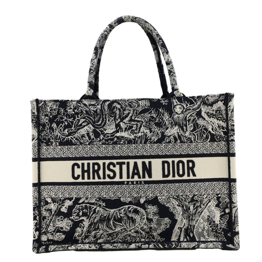 CHRISTIAN DIOR  Book Medium Toile De Jouy Reverse Embroidery Tote Blue