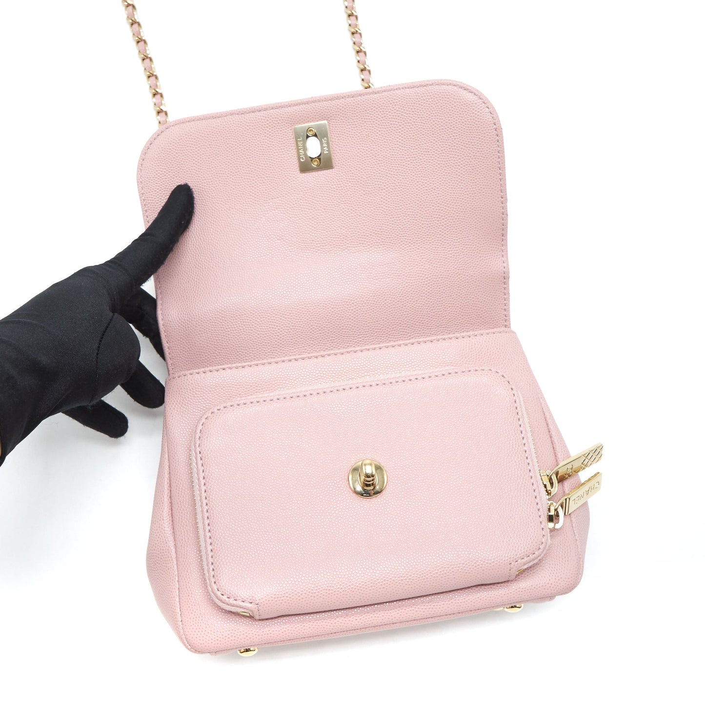 Chanel Small Business affinity flap Bag Caviar Light Pink L