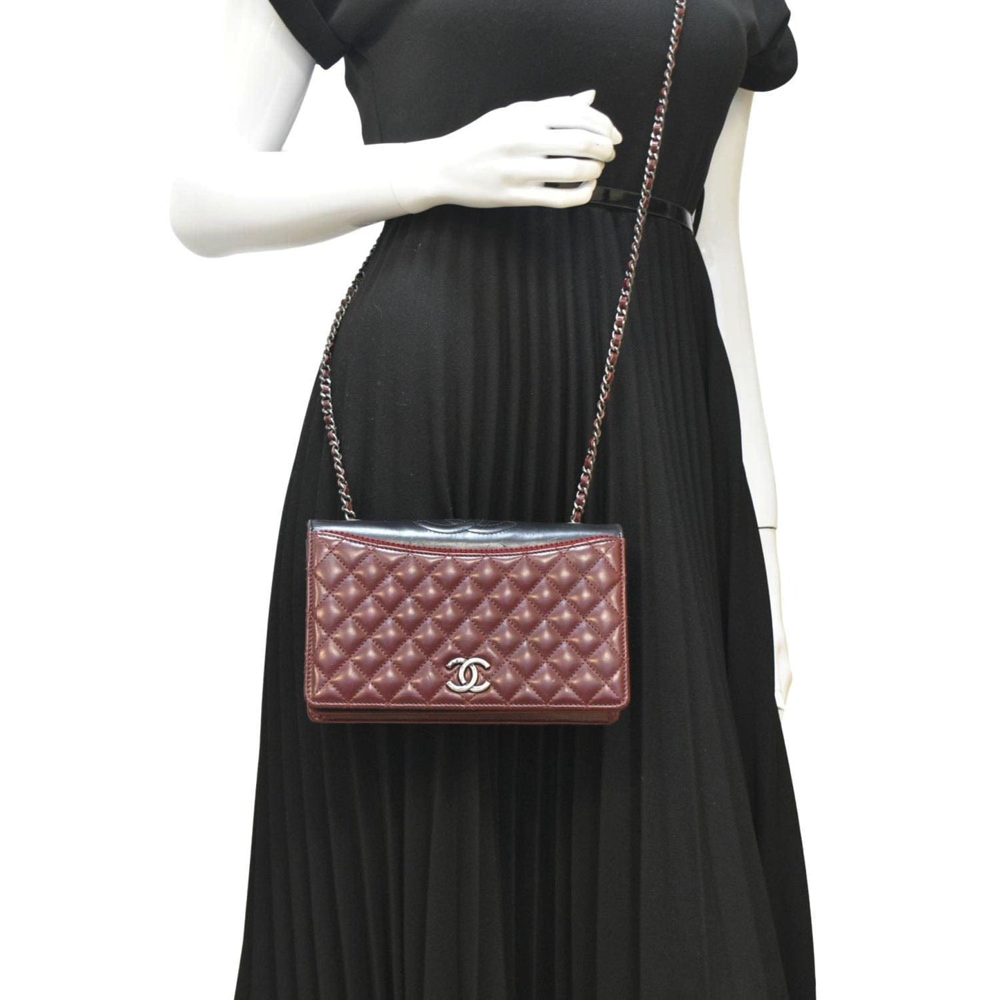 CHANEL Grosgrain Ballerine Flap Quilted Leather Crossbody Bag Maroon