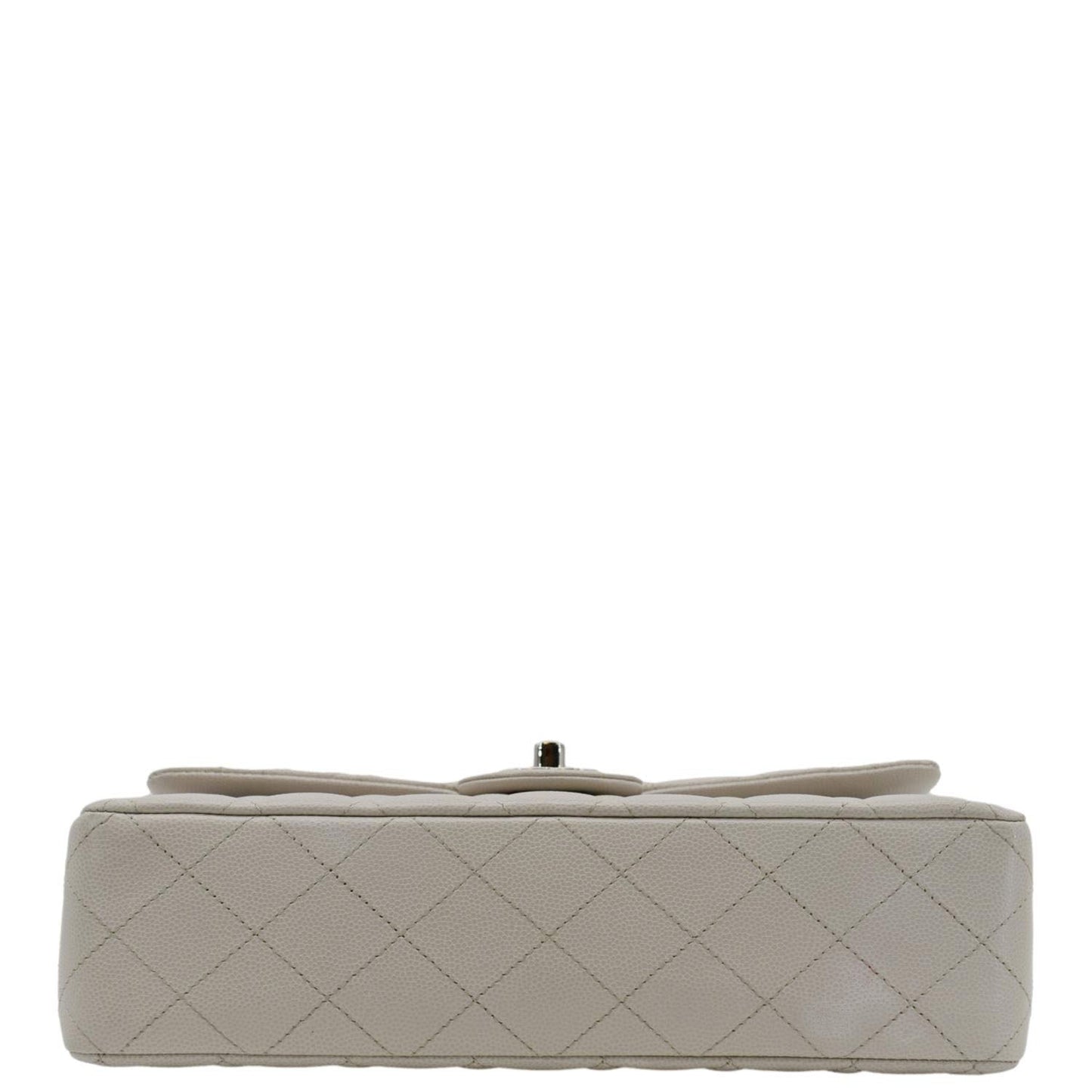 CHANEL Classic Double Flap Medium Quilted Caviar Leather Shoulder Bag White