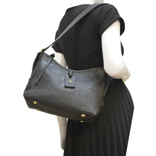 LOUIS VUITTON Carryall PM  Monogram Empreinte Leather Shoulder Bag Black