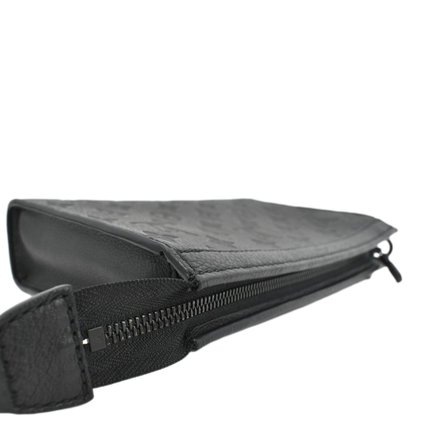 LOUIS VUITTON Gaston Wearable Monogram Shadow Leather Wallet Crossbody Bag Black