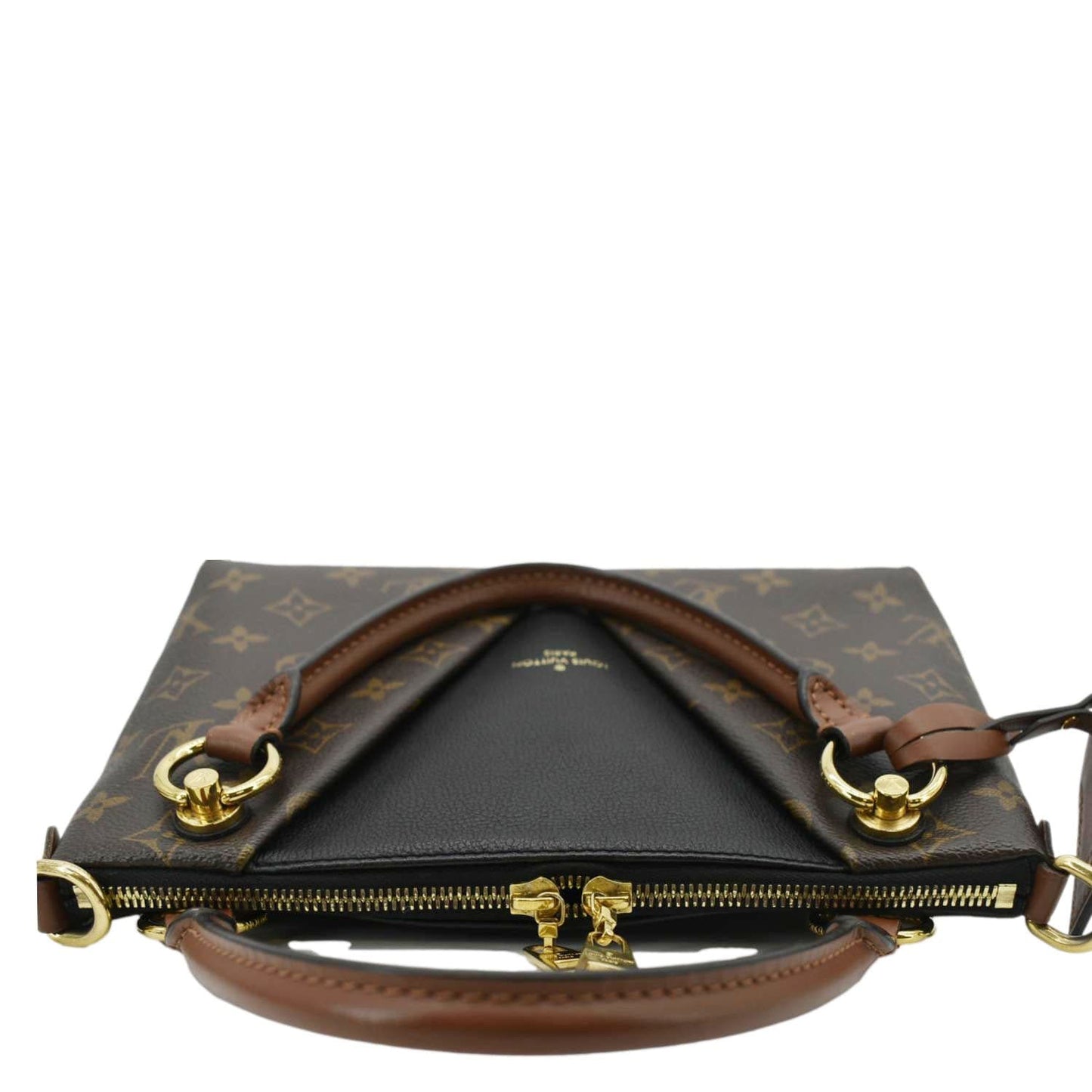 LOUIS VUITTON V BB Monogram Canvas Tote Shoulder Bag Black