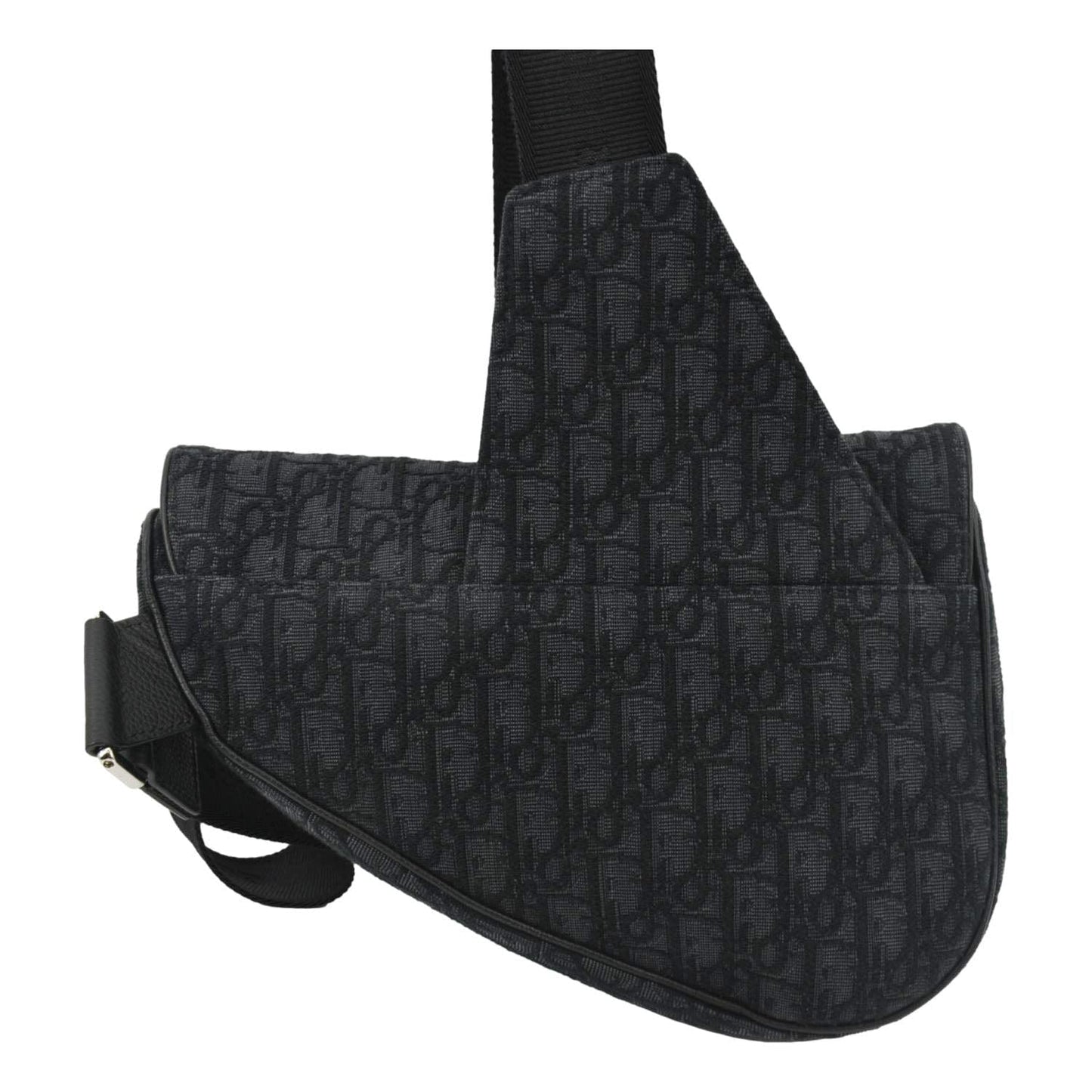 CHRISTIAN DIOR Saddle Oblique Jacquard Crossbody Bag Black