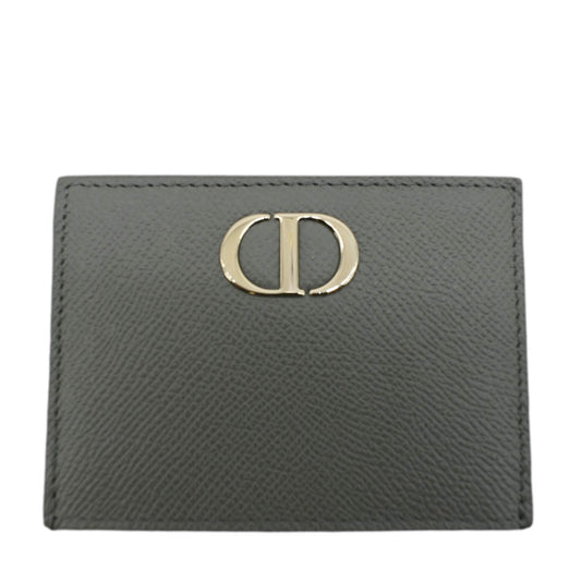CHRISTIAN DIOR 30 Montaigne Grained Calfskin Leather Card Holder Dark Grey