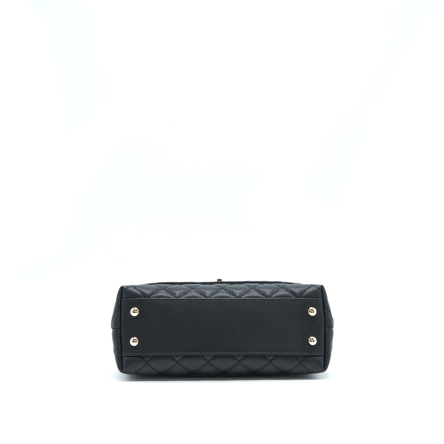 Chanel Small Coco Handle Caviar Black L With Red Embossed Handle