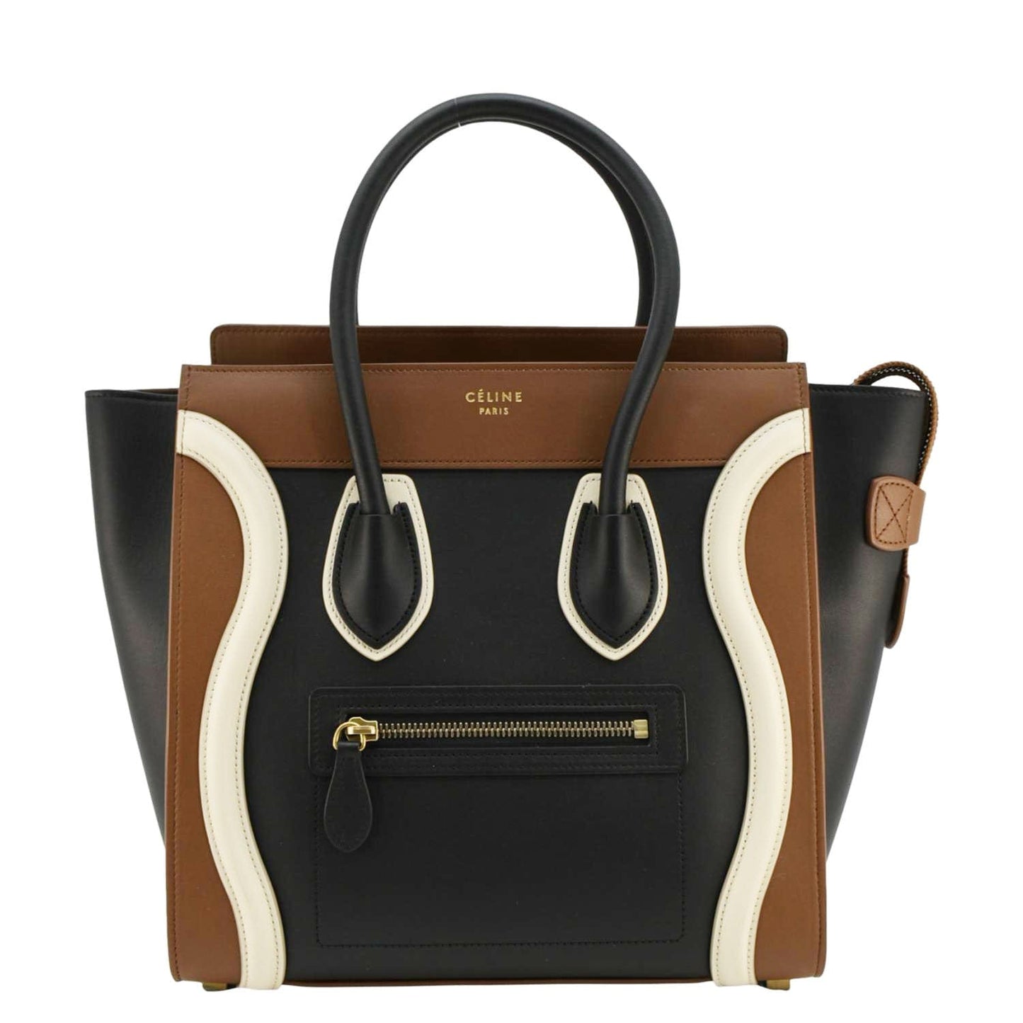 CELINE Luggage Smooth Leather Shoulder Bag Tricolor